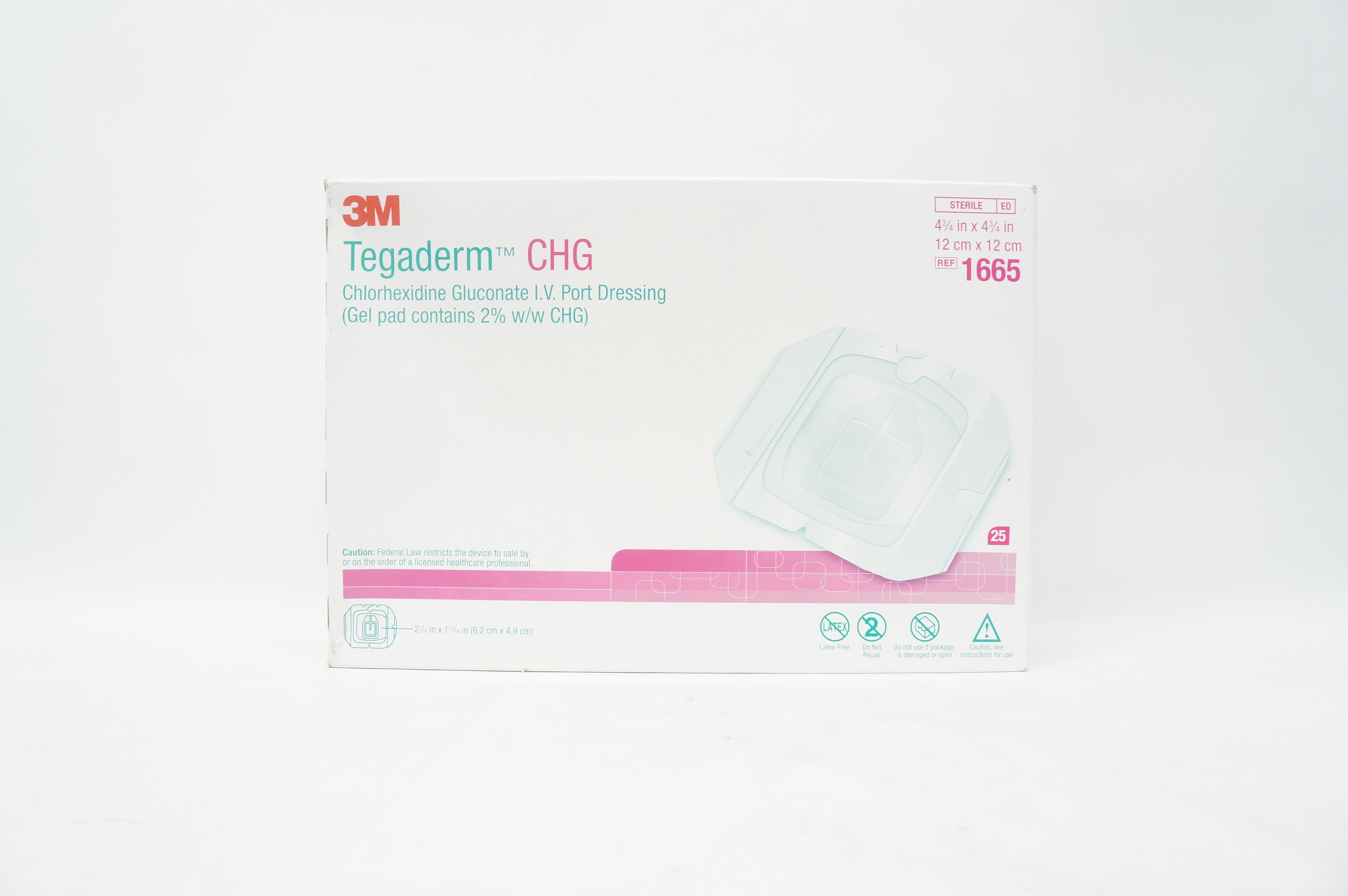 3M 1665 Tegaderm 2% CHG I.V. Port Dressing 4-3/4 inch x 4-3/4 inch ...