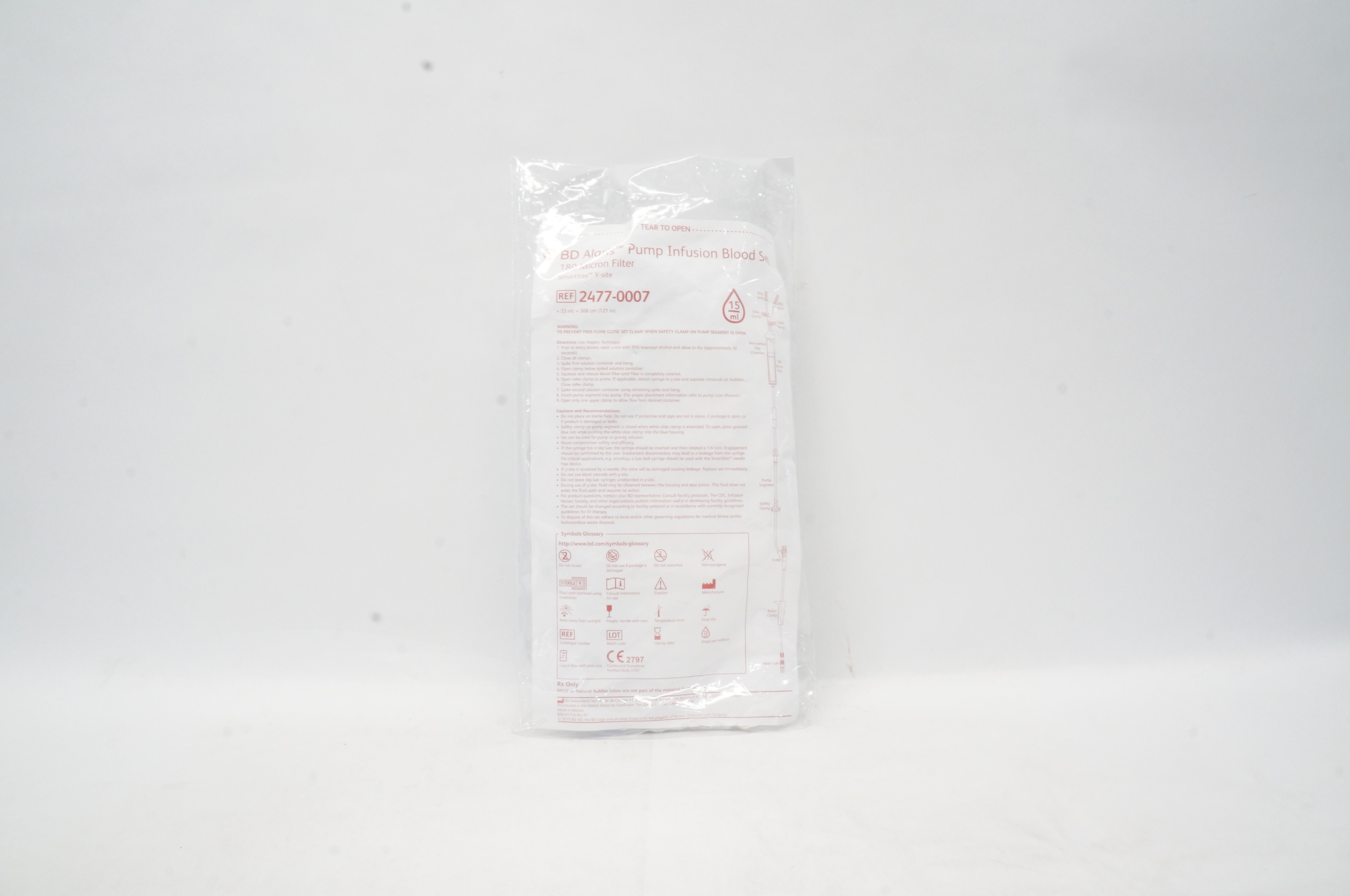 BD 2477-0007 Alaris Pump Infusion Blood Set 180 Micron Filter 15ml