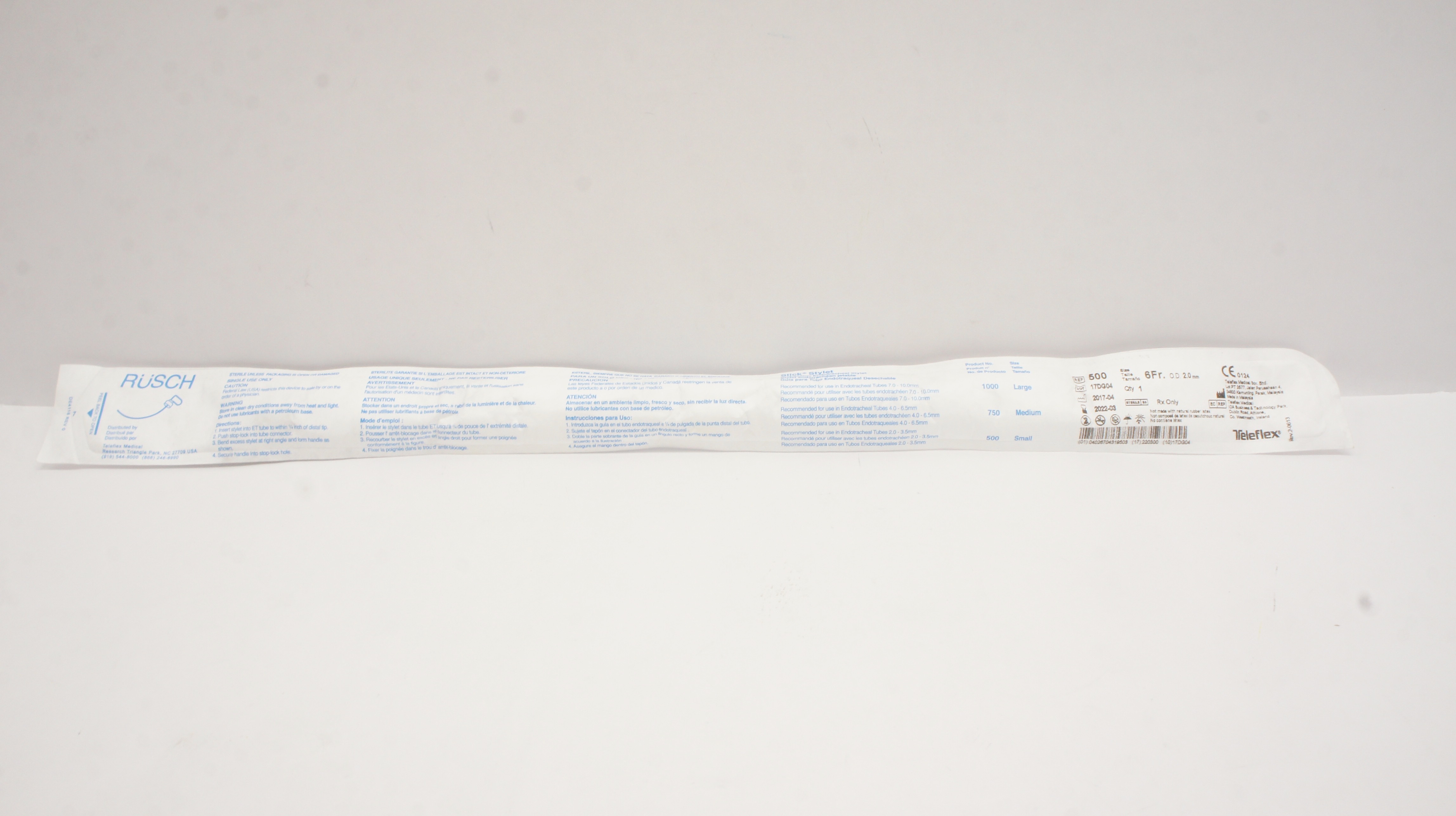Teleflex 500 Rusch Slick Stylet Disposable Endotracheal Stylet 6Fr. x 2.0mm (x)