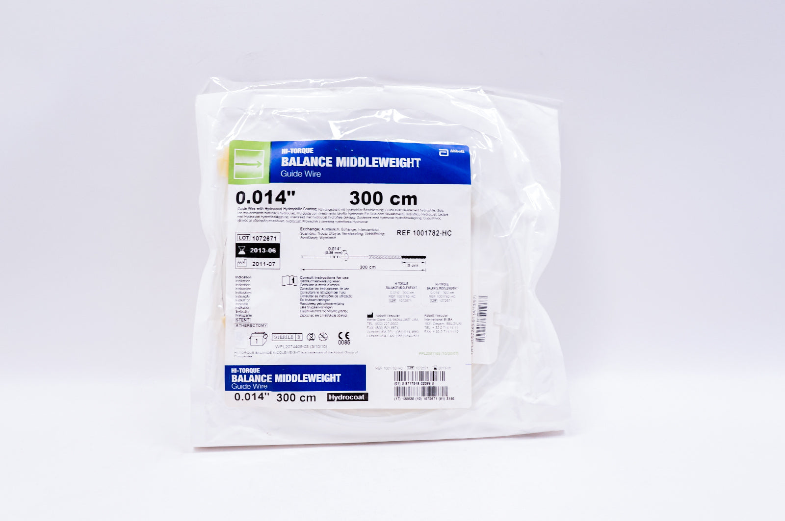 Abbott 1001782-HC Hi-Torque Balabnce Middleweight Guide Wire 0.014in x ...