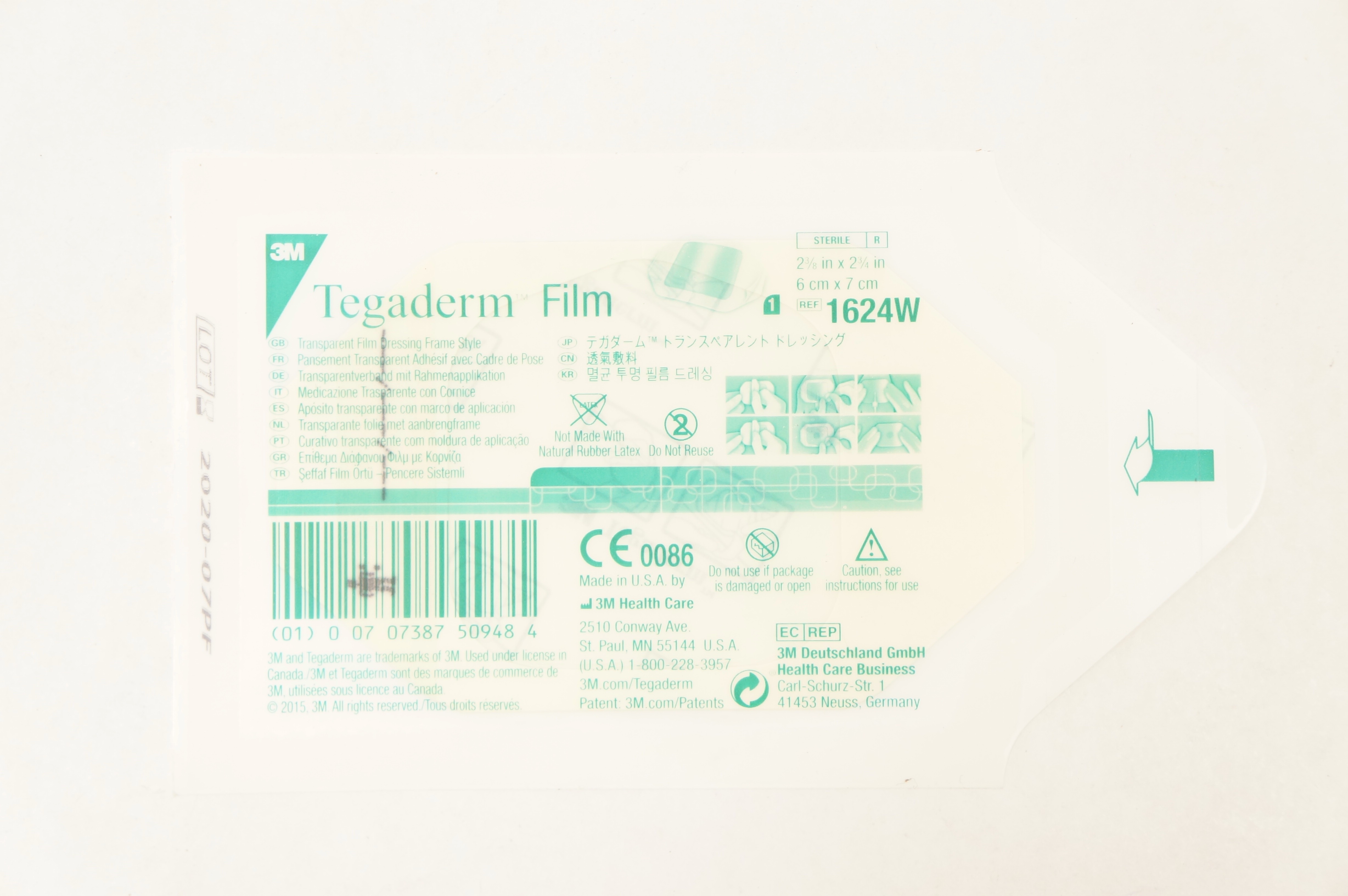 3M 1624W Tegaderm Transparent Film Dressing Frame 2-3/8x2-3/4inch (x)