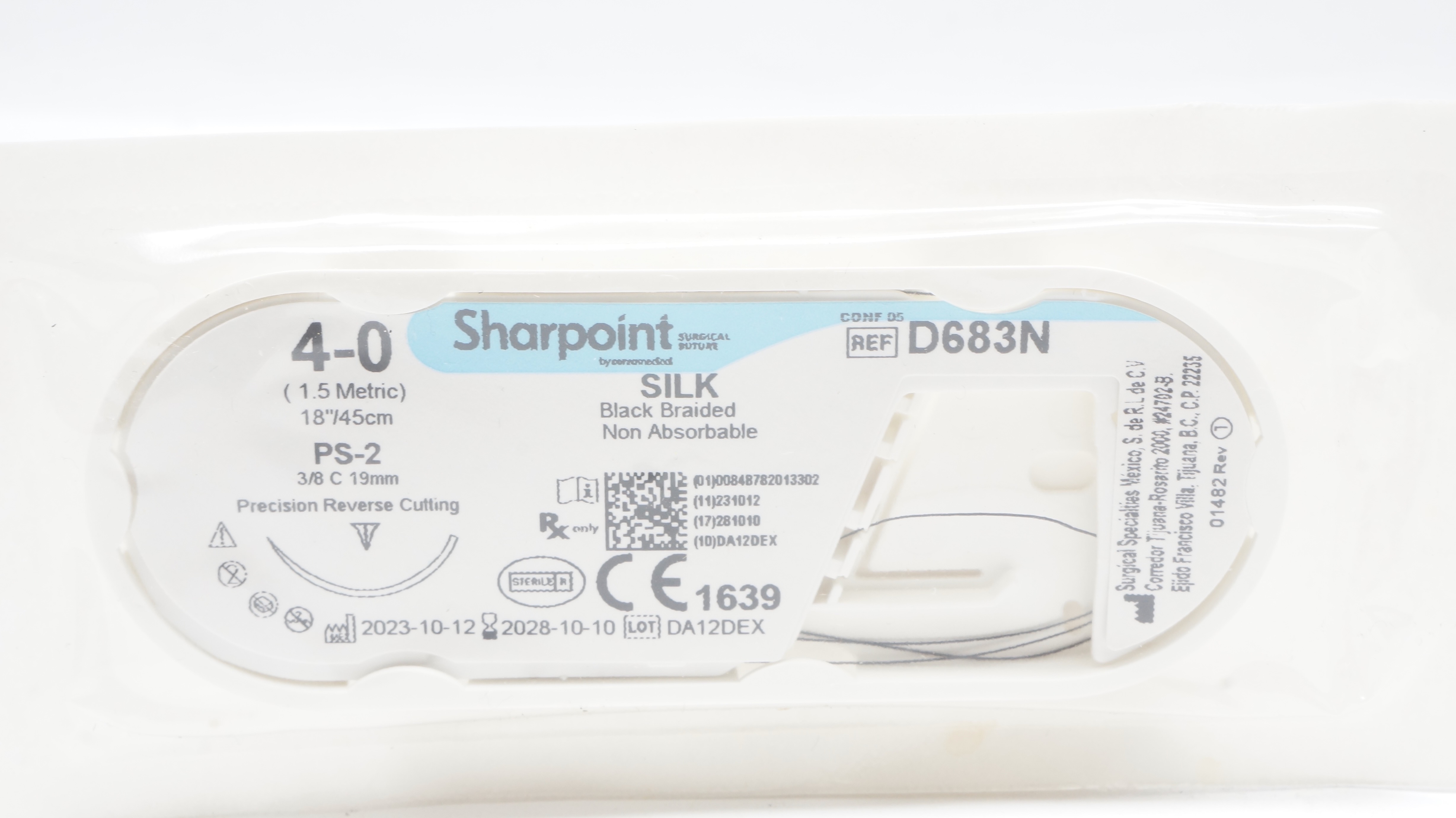 Surgical Speciaties D683N 4-0 Silk Stre PS-2 3/8c 19mm Reverse Cutting 18inch