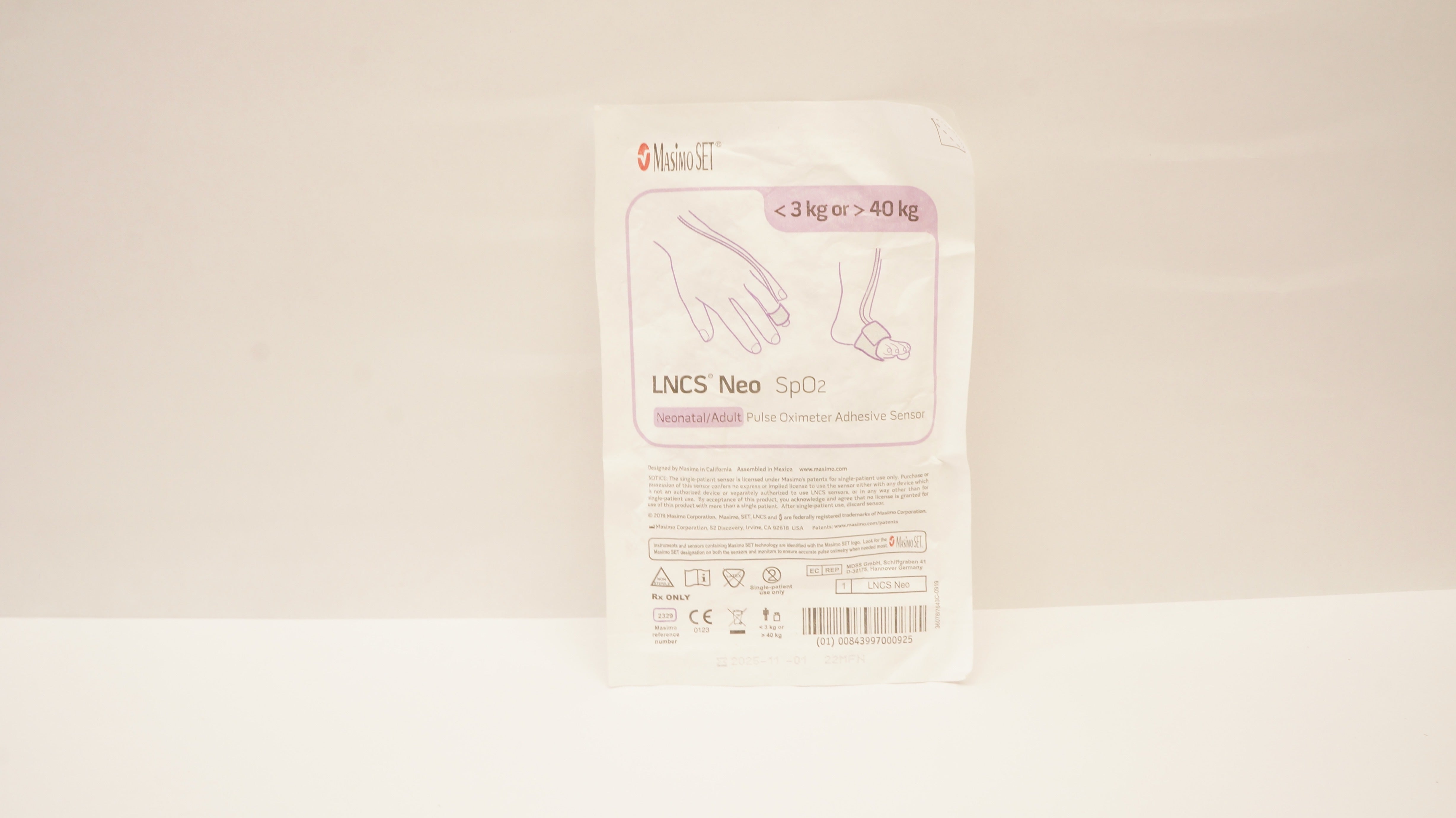 Masimo 2329 LNCS Neo Neonatal/Adult Pulse Oximeter Adhesive Sensor <3kg >40kg