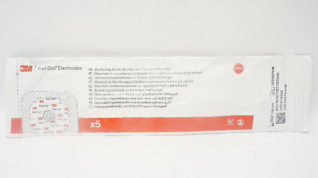 3M 2560-5 Red dot Monitoring Electrode w/Foam Tape Sticky Gel - Pack of 5 (x)