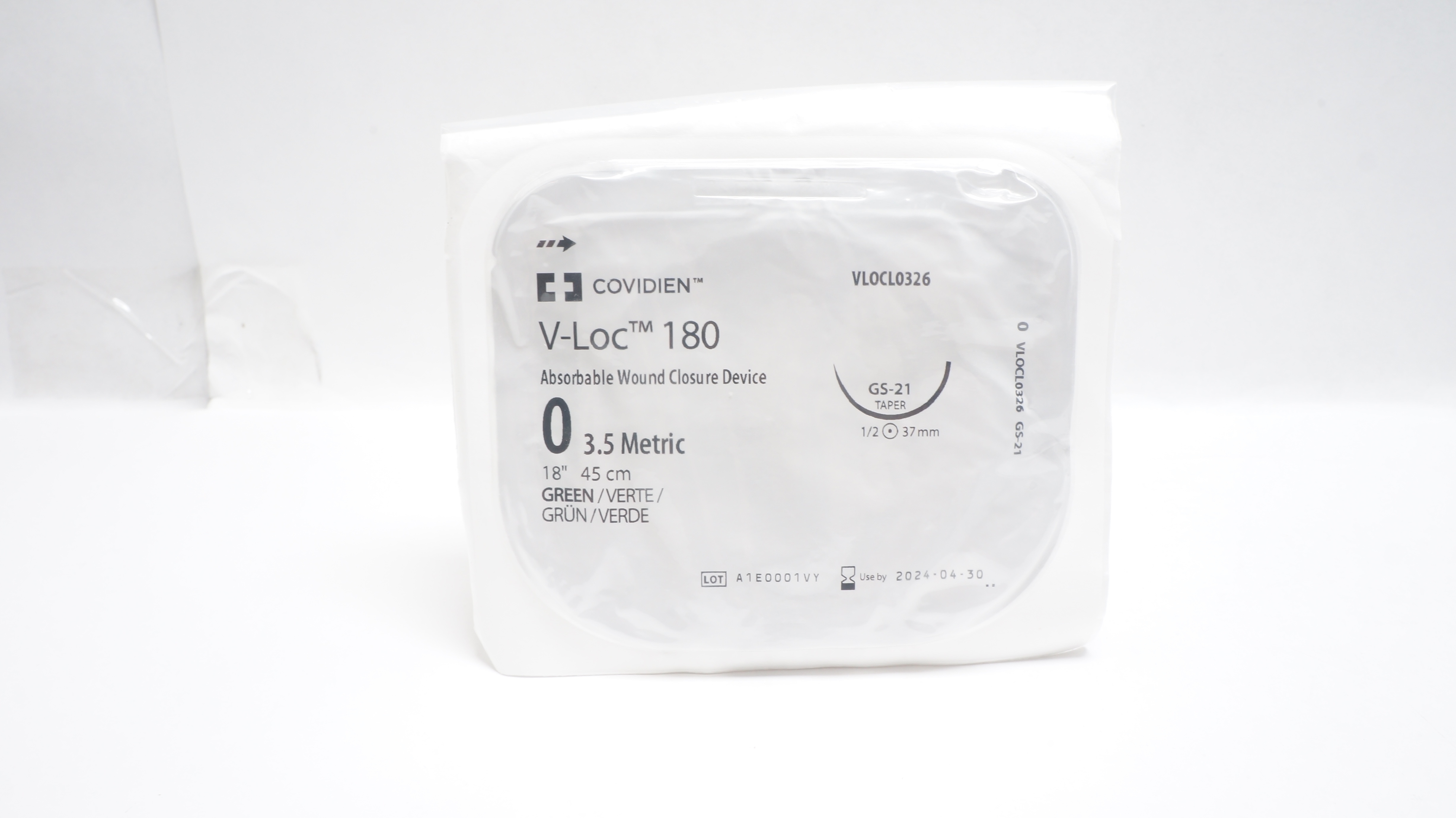 Covidien VLOCL0326 0 V-Loc 180 Wound Closure, GS-21 Taper 1/2 37mm, 18inch (x)