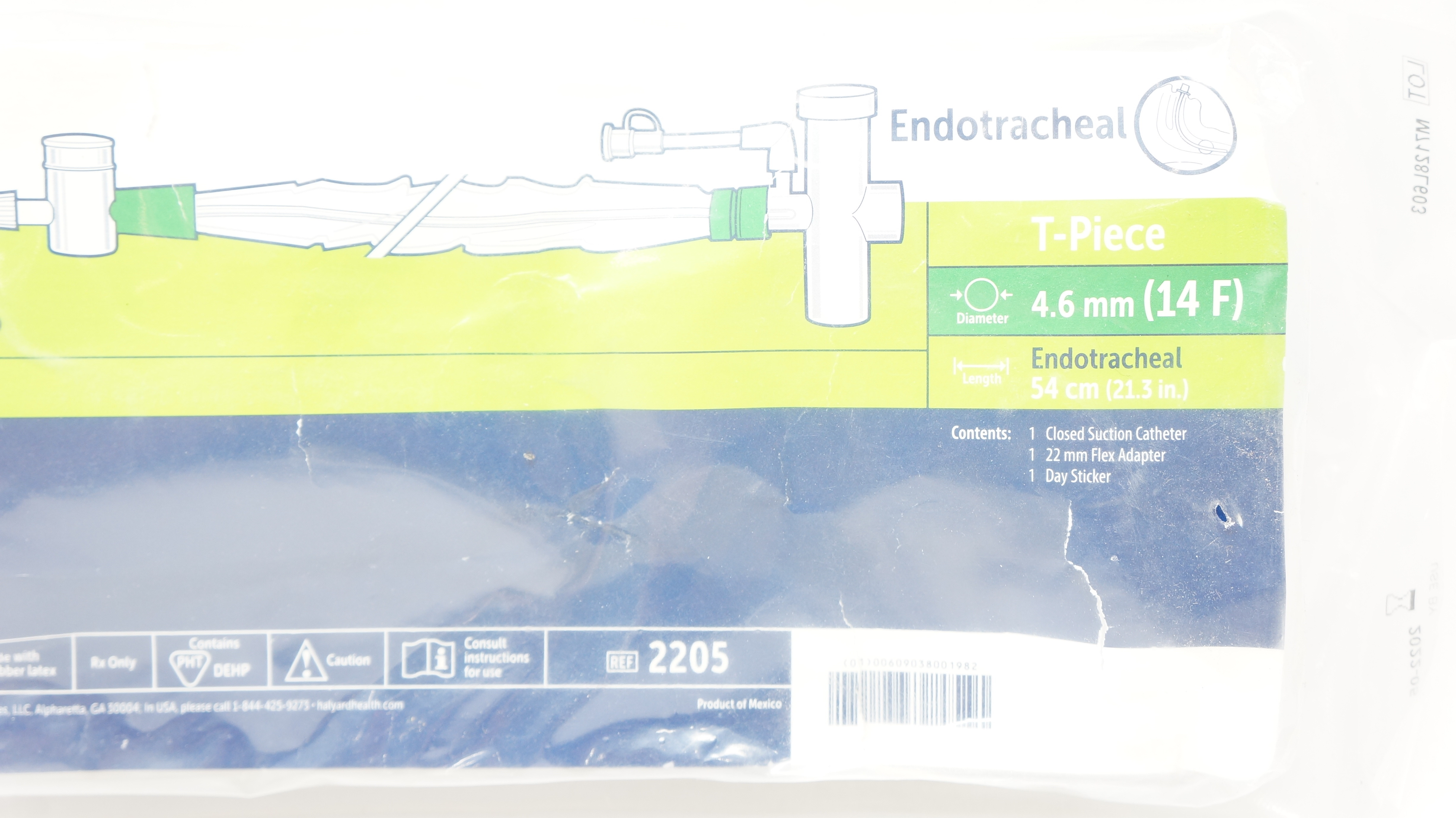 Halyard 2205 Endotracheal Closed Suction System For Adults 14F x