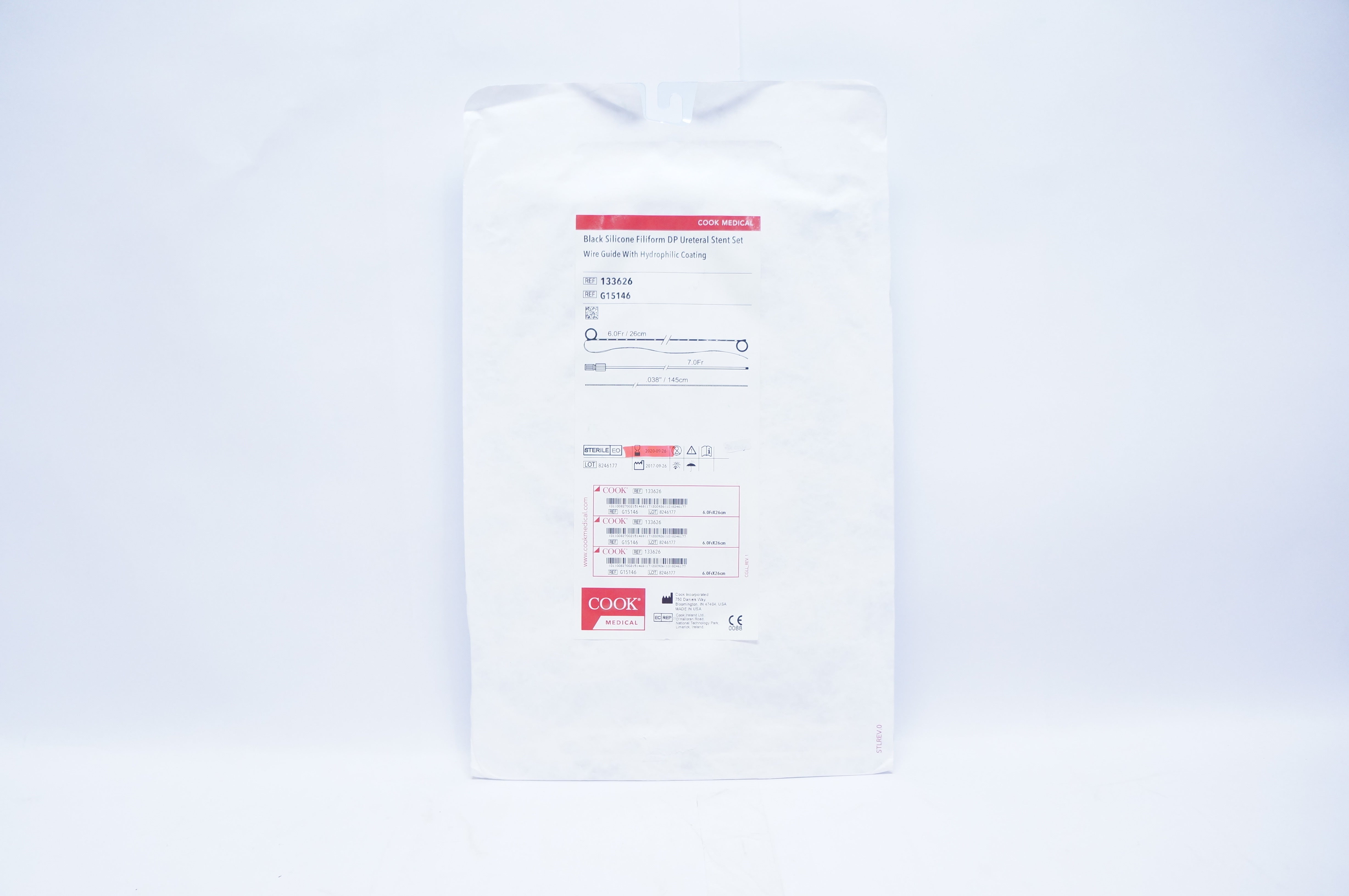 Cook Medical G15146 Black Silicone Filiform DP Ureteral Stnt Set 6Fr x 26cm (x)