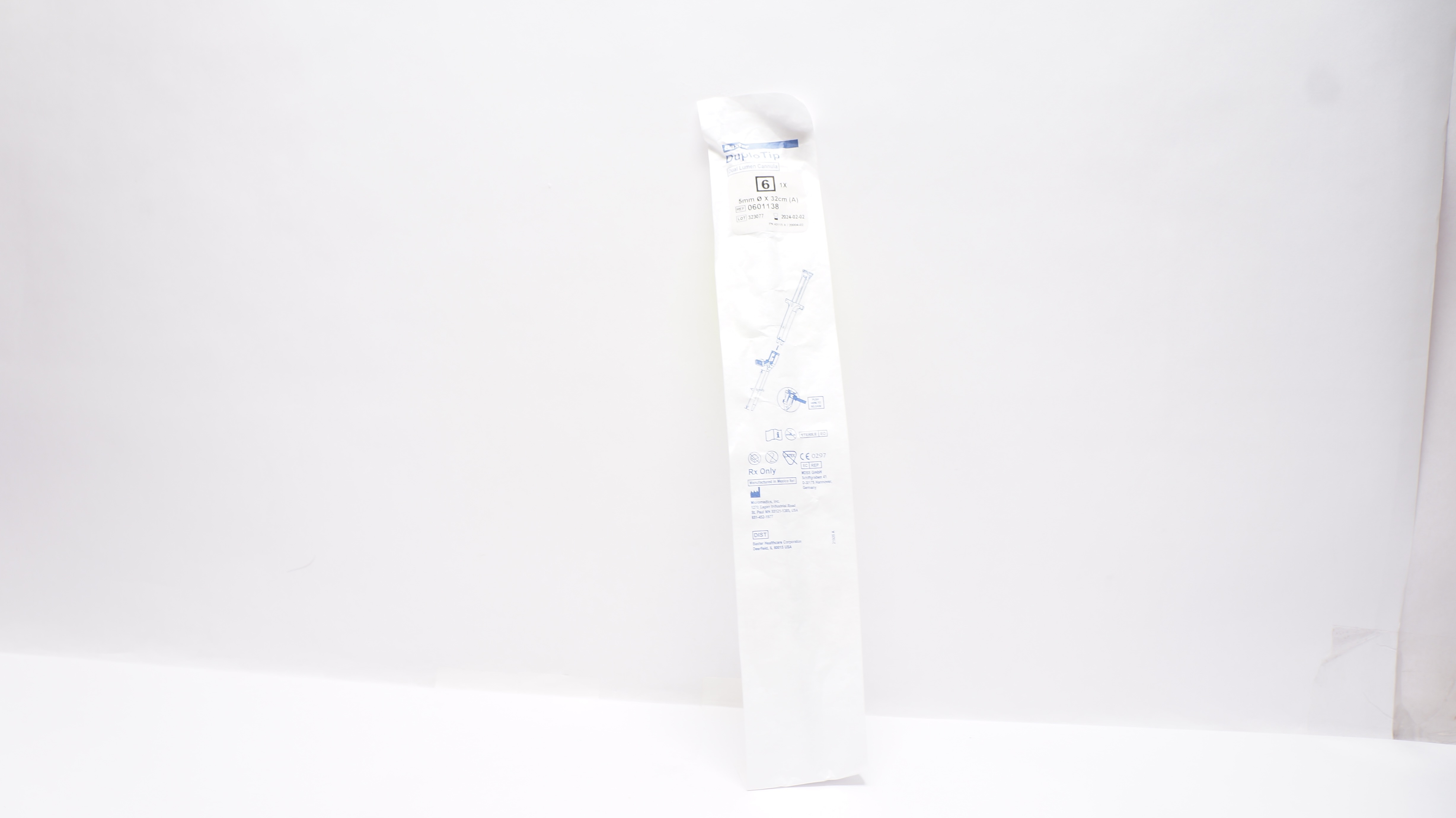 Baxter 0601138 DuploTip Dual Lumen Cannula 6 5mm x 32cm