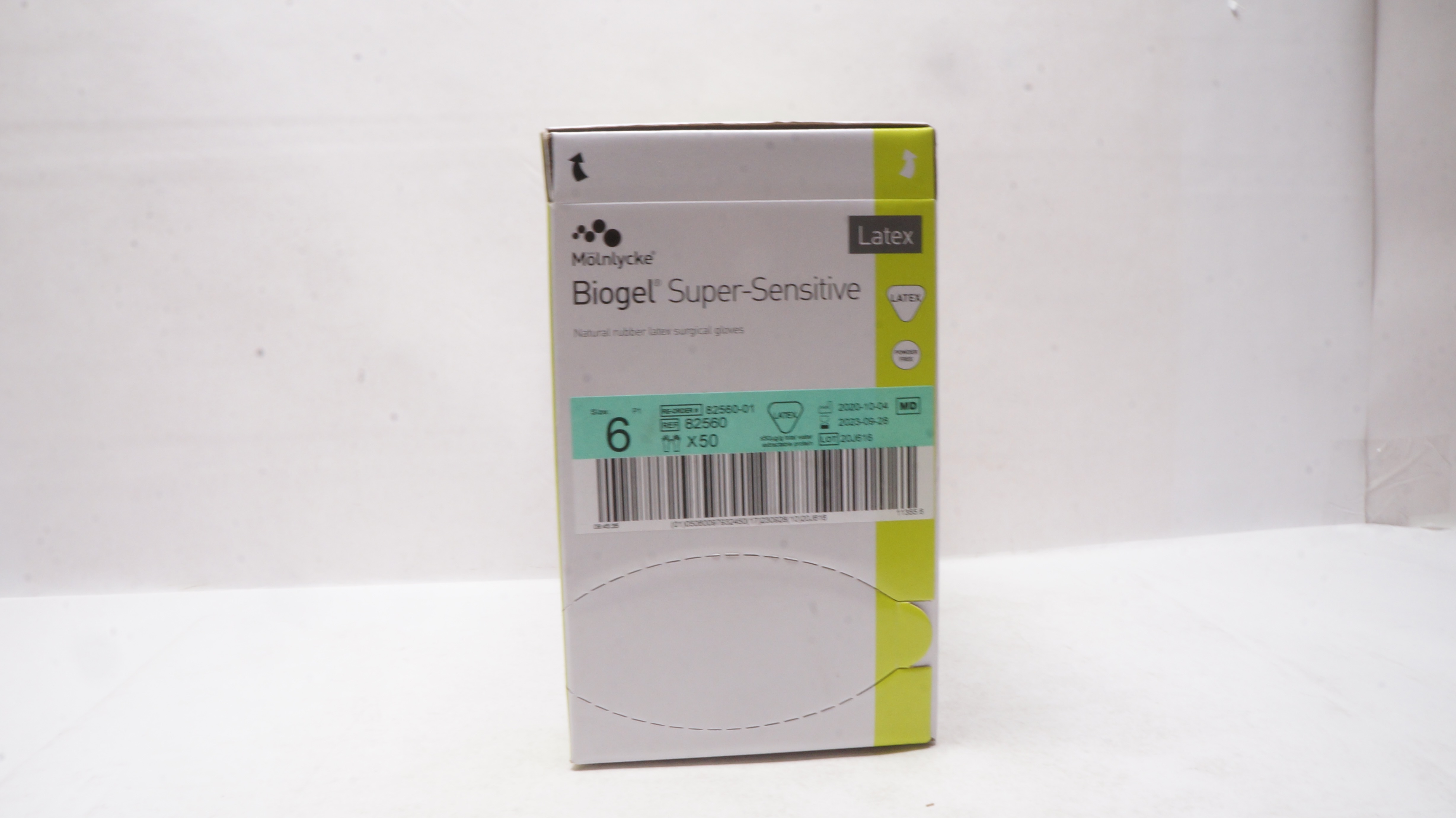 Molnlycke 82560 Biogel SuperSensitive Surgical Gloves, Size 6 Box of 50