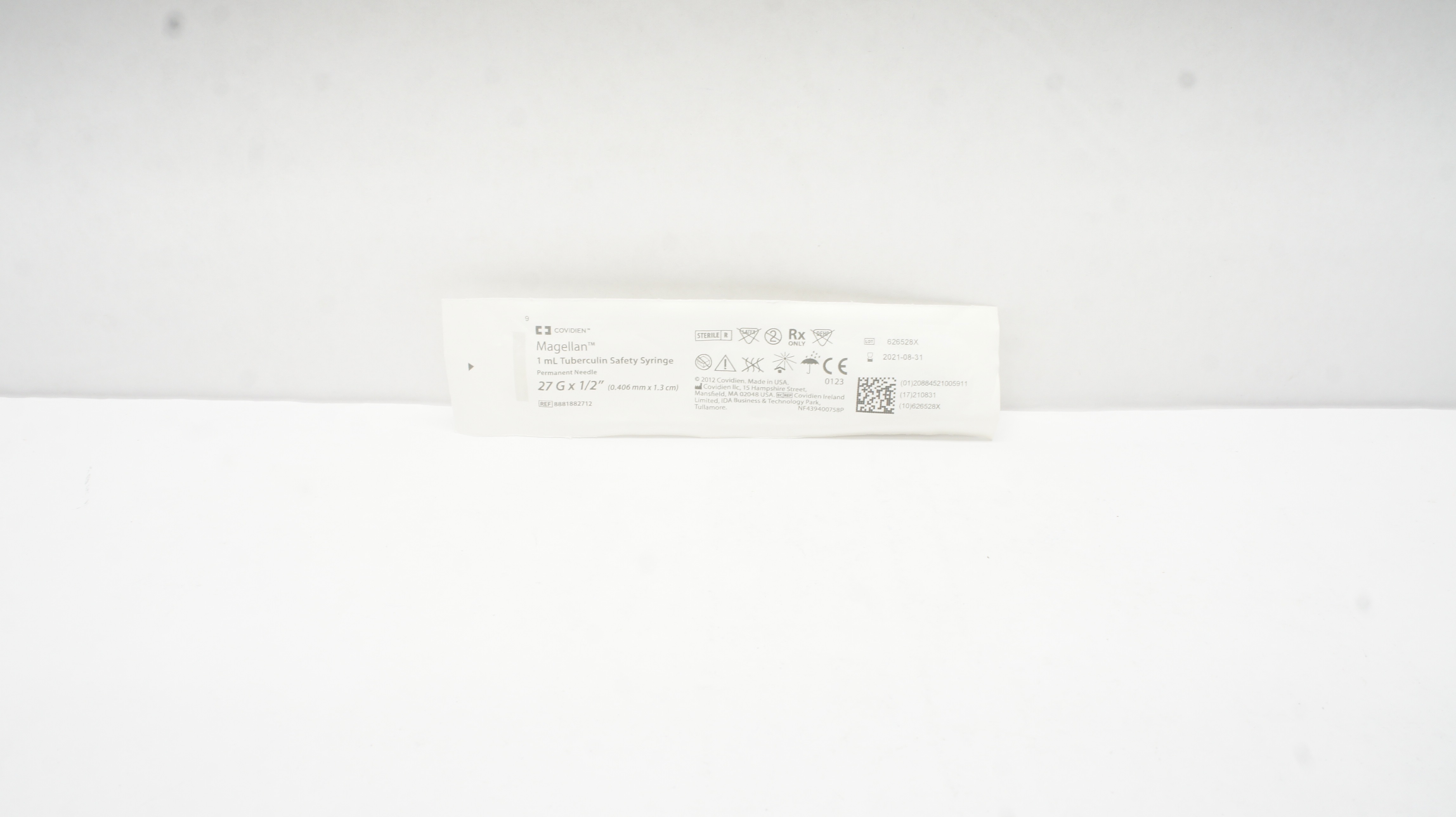 Covidien 8881882712 Magellan 1mL Tuberculin Safety Syringe 27G x 1/2 inch (x)