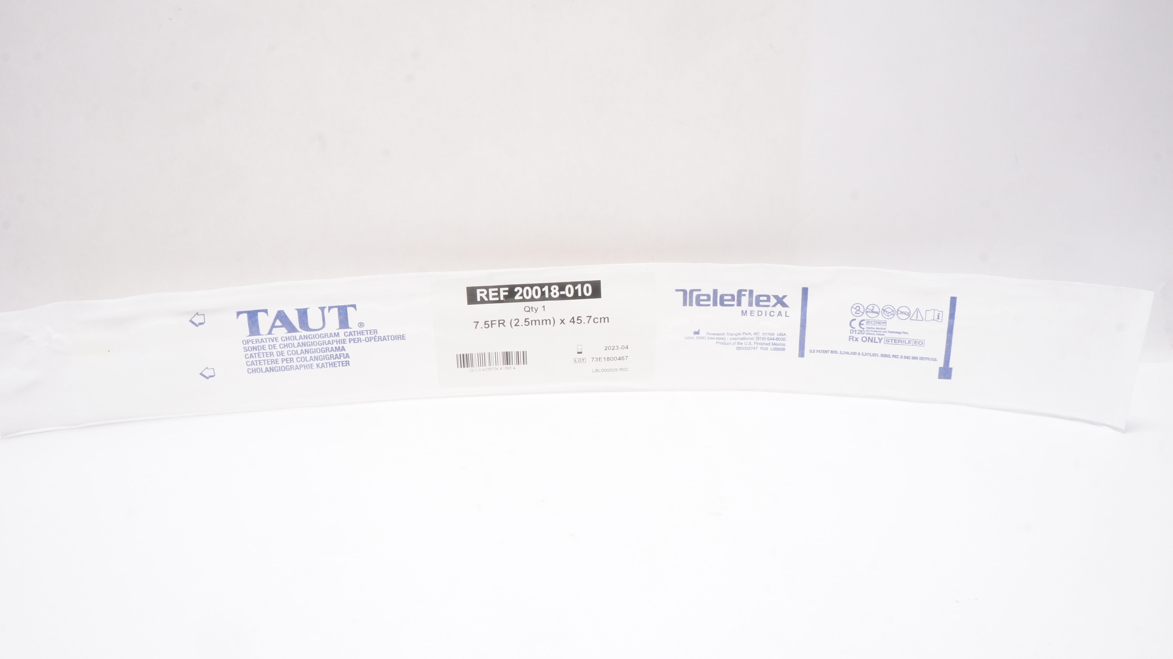 Teleflex 20018-010 TAUT Operative Cholangiogram Cath. 7.5Fr x 45.7cm (x)