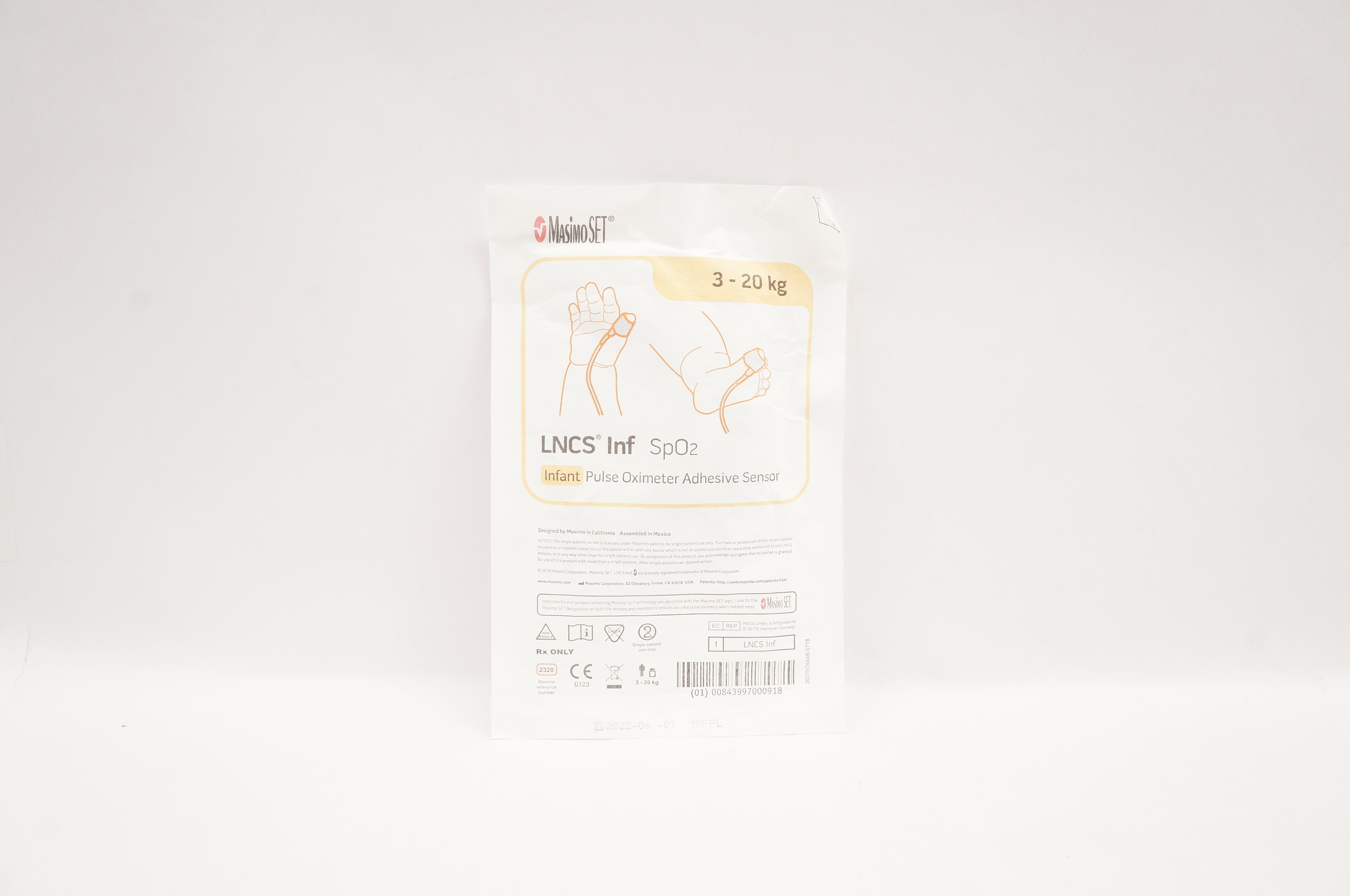 MasimoSet 2328 LNCS Infant SpO2 Pulse Oximeter Adhesive Sensor 3kg - 20kg