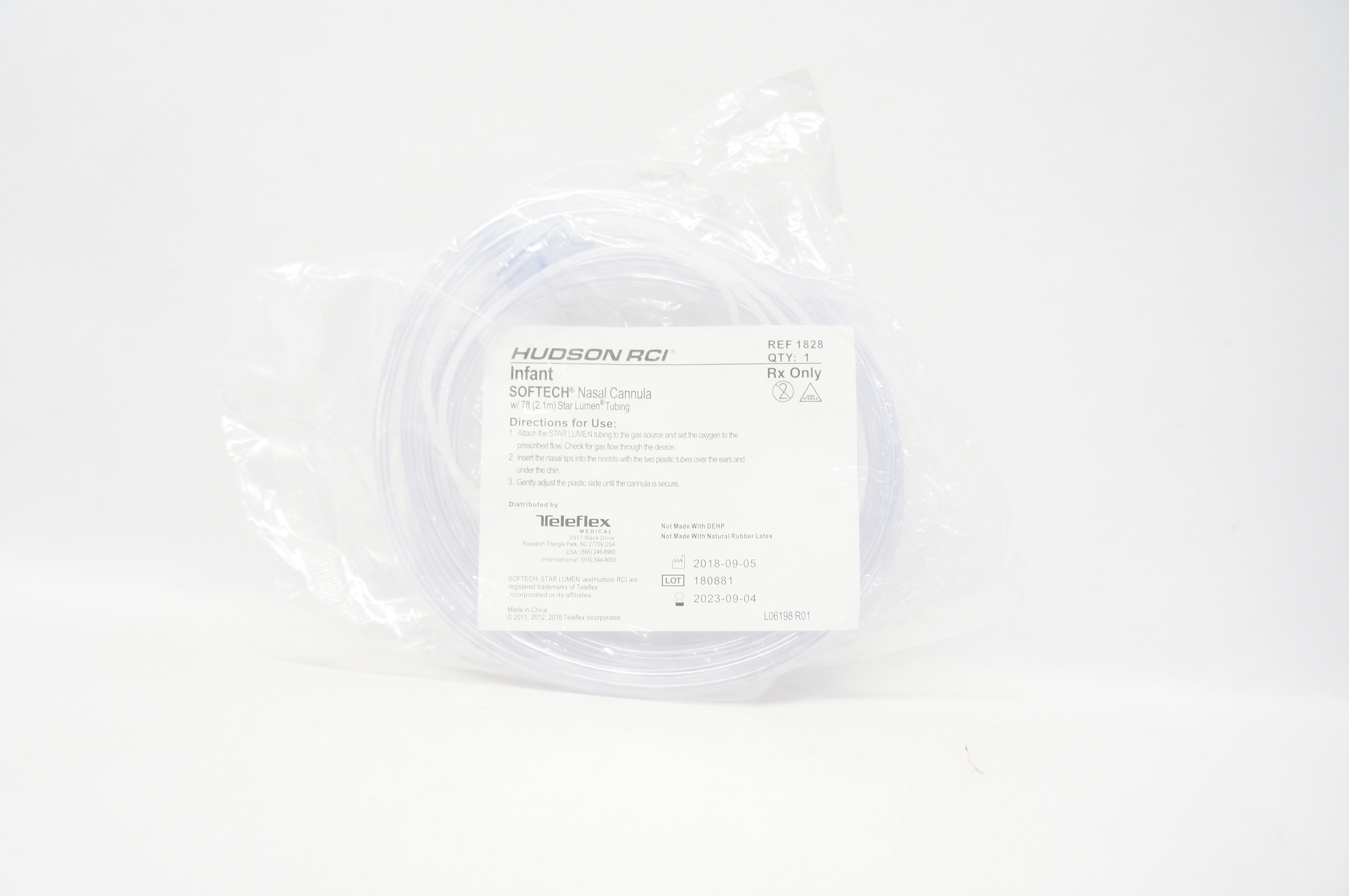 Teleflex 1828 Hudson RCI Infant Softech Nasal Cannula w/Star Lumen Tubing 7ft.