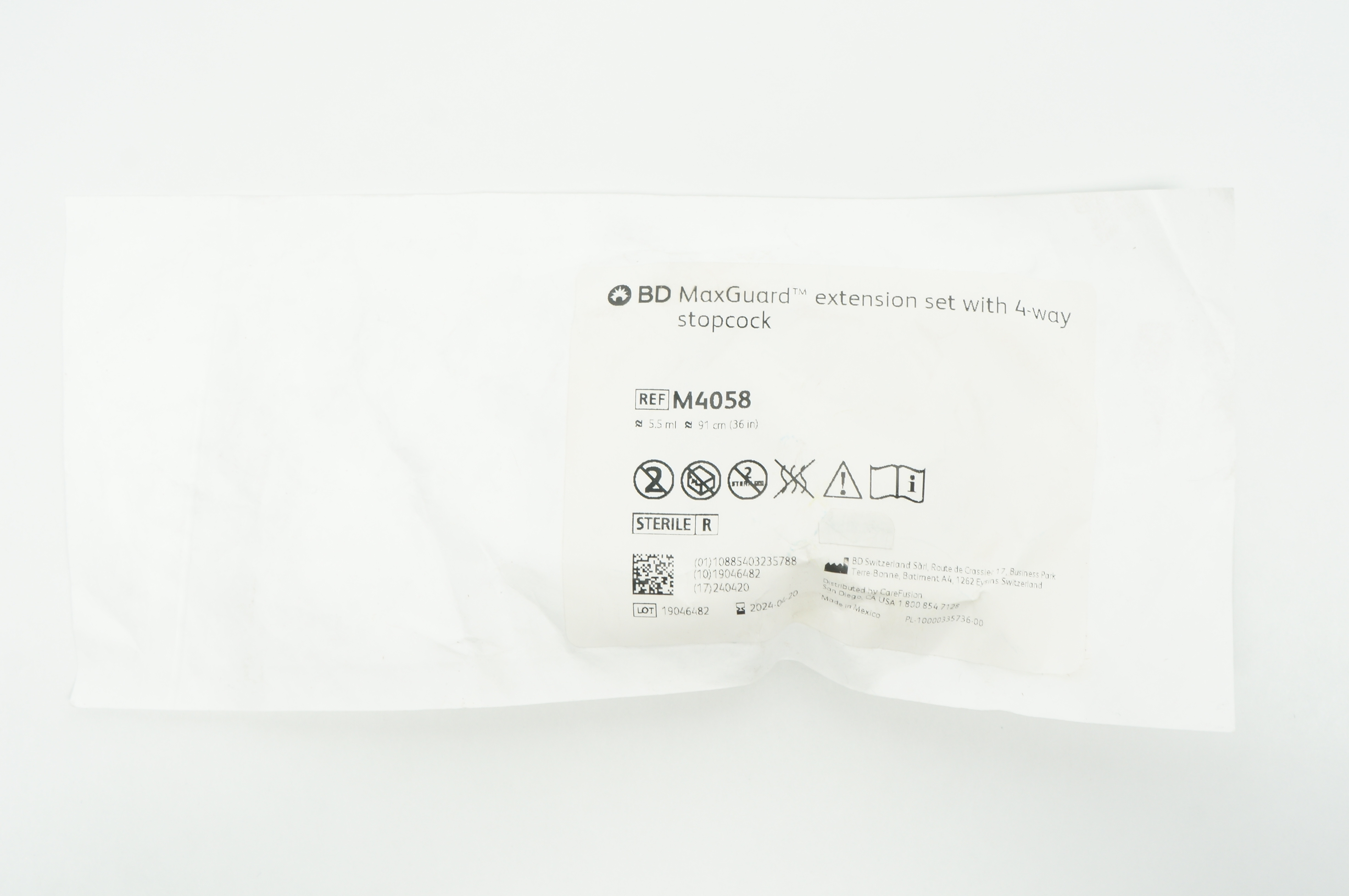 BD M4058 MaxGuard Extension Set with 4-Way Stopcock 36inch x 5.5ml