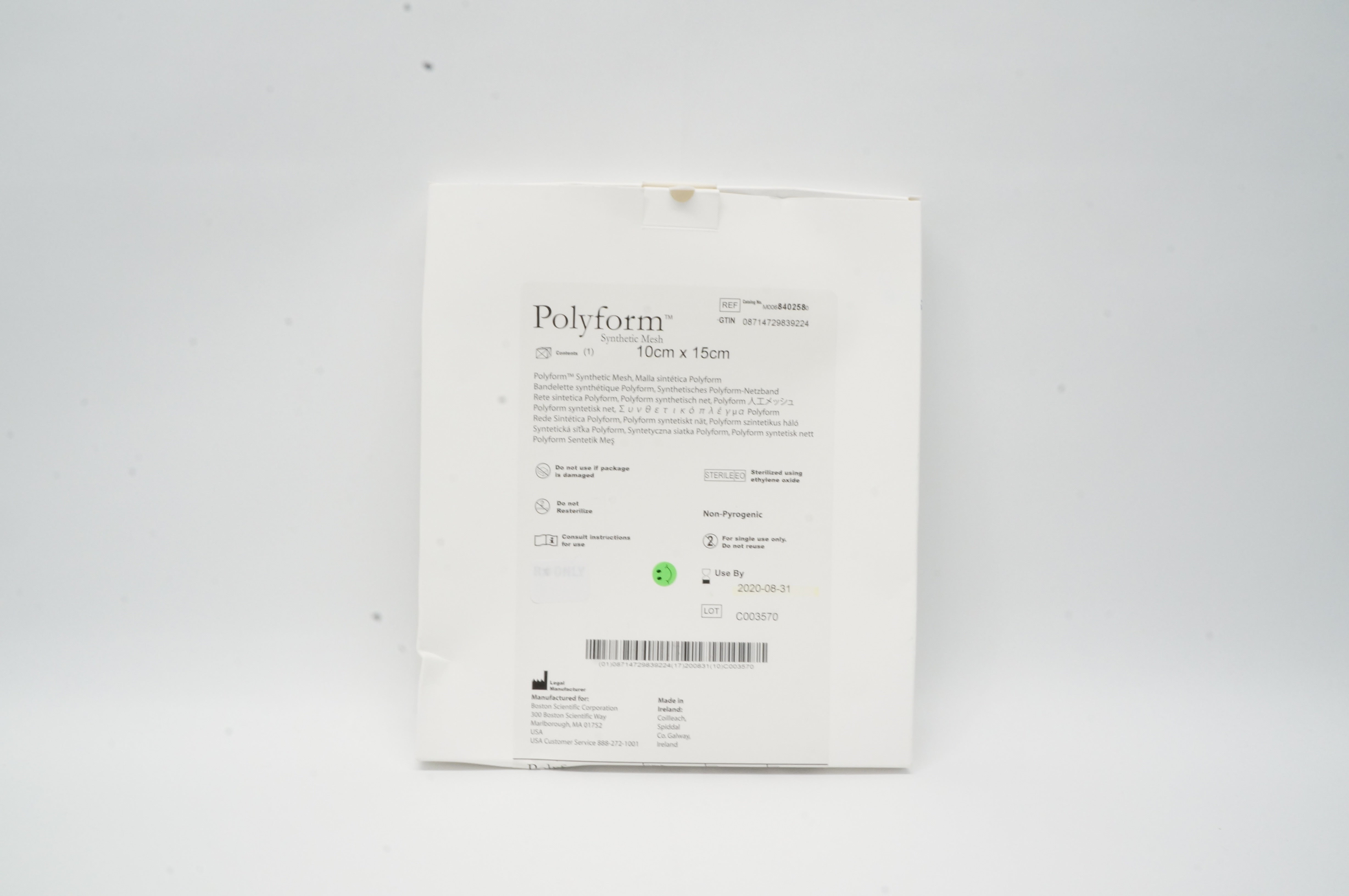 Boston Scientific 840258 Polyform Synthetic Mesh 10cm x 15cm (x)