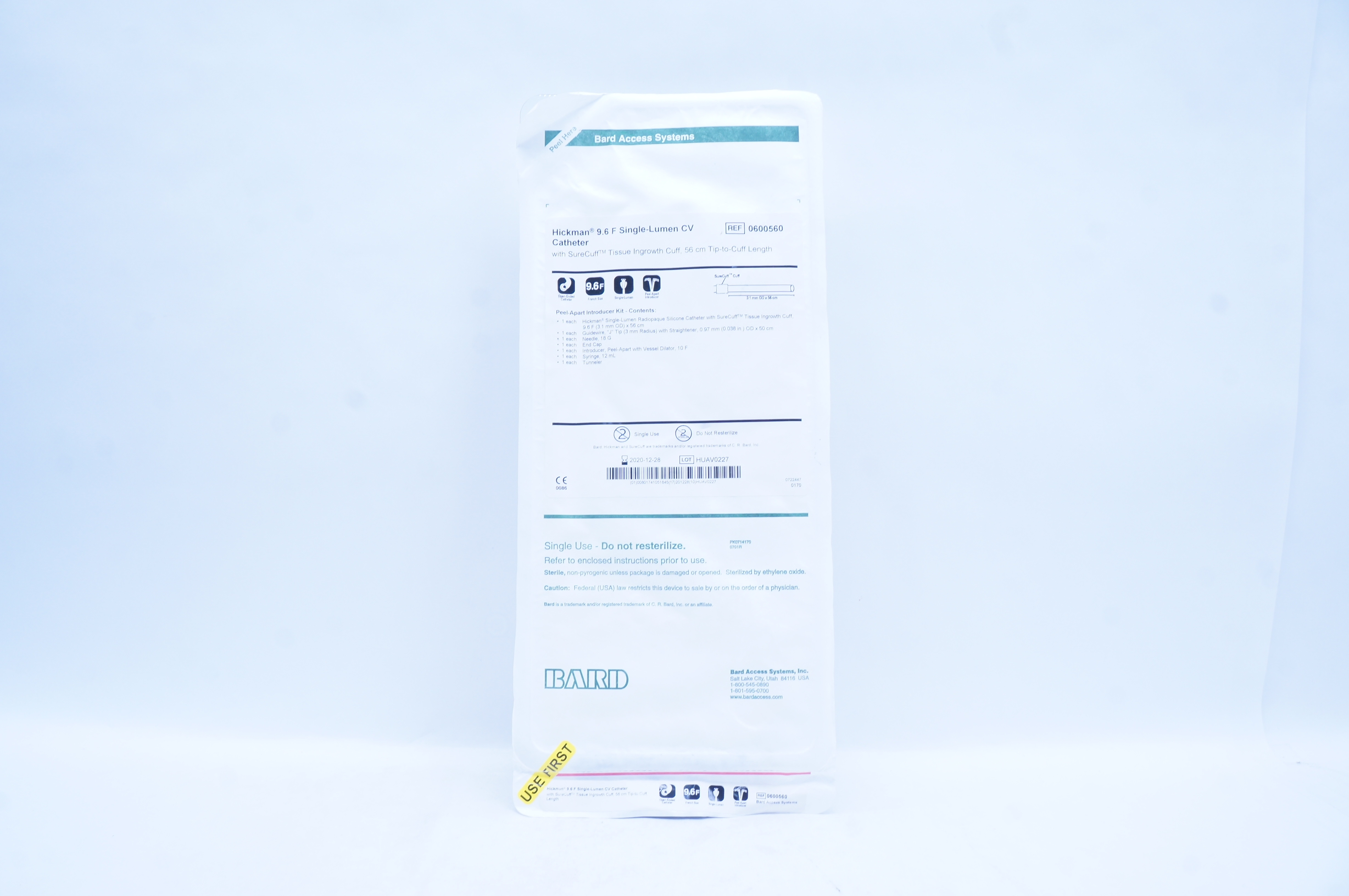 Bard 0600560 Hickman Single-Lumen CV Cath. 9.6F x 56cm (x)