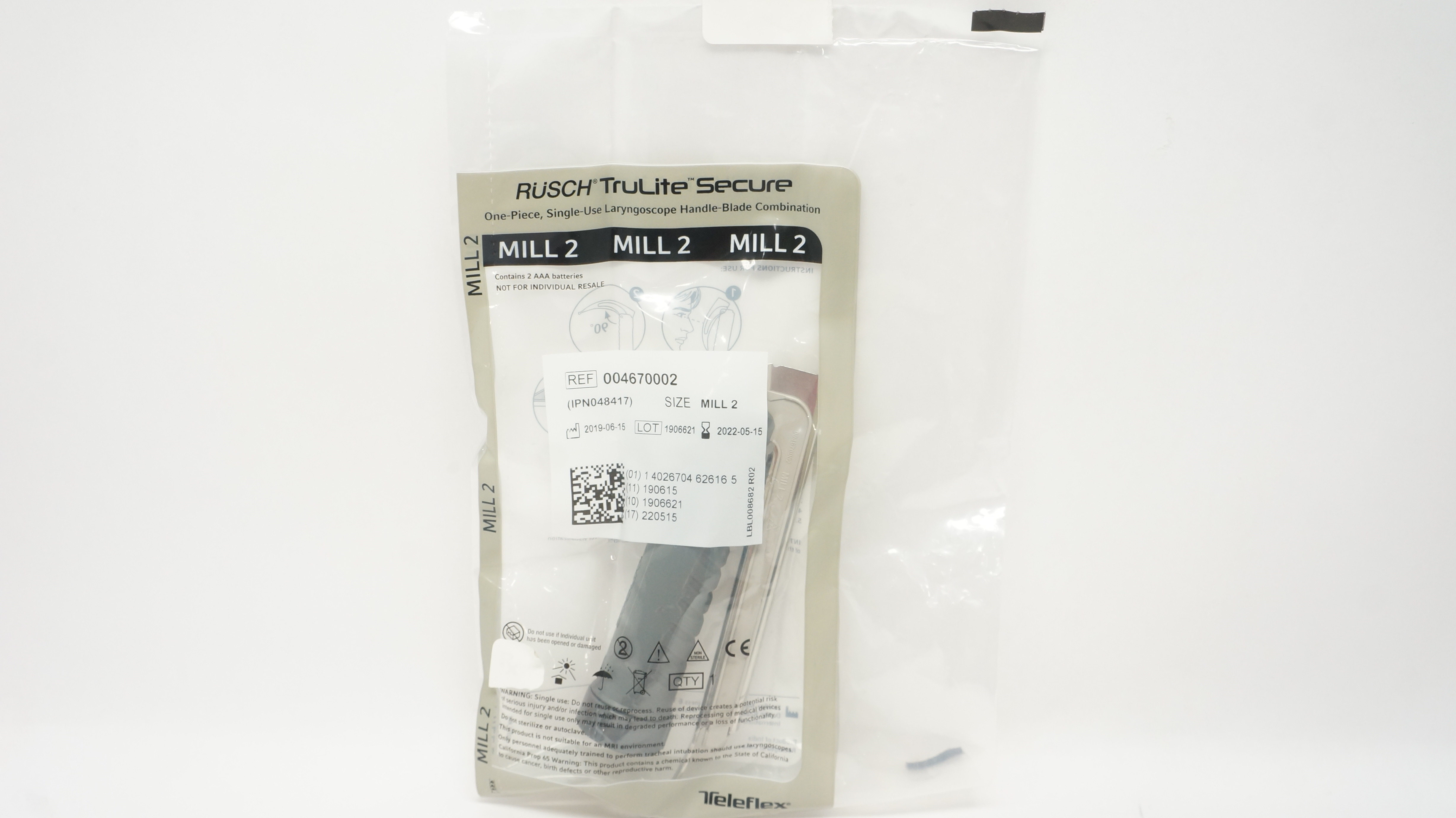 Teleflex 004670002 Rusch Secure Laryngoscope Handle-Blade Combination MILL 2 (x)