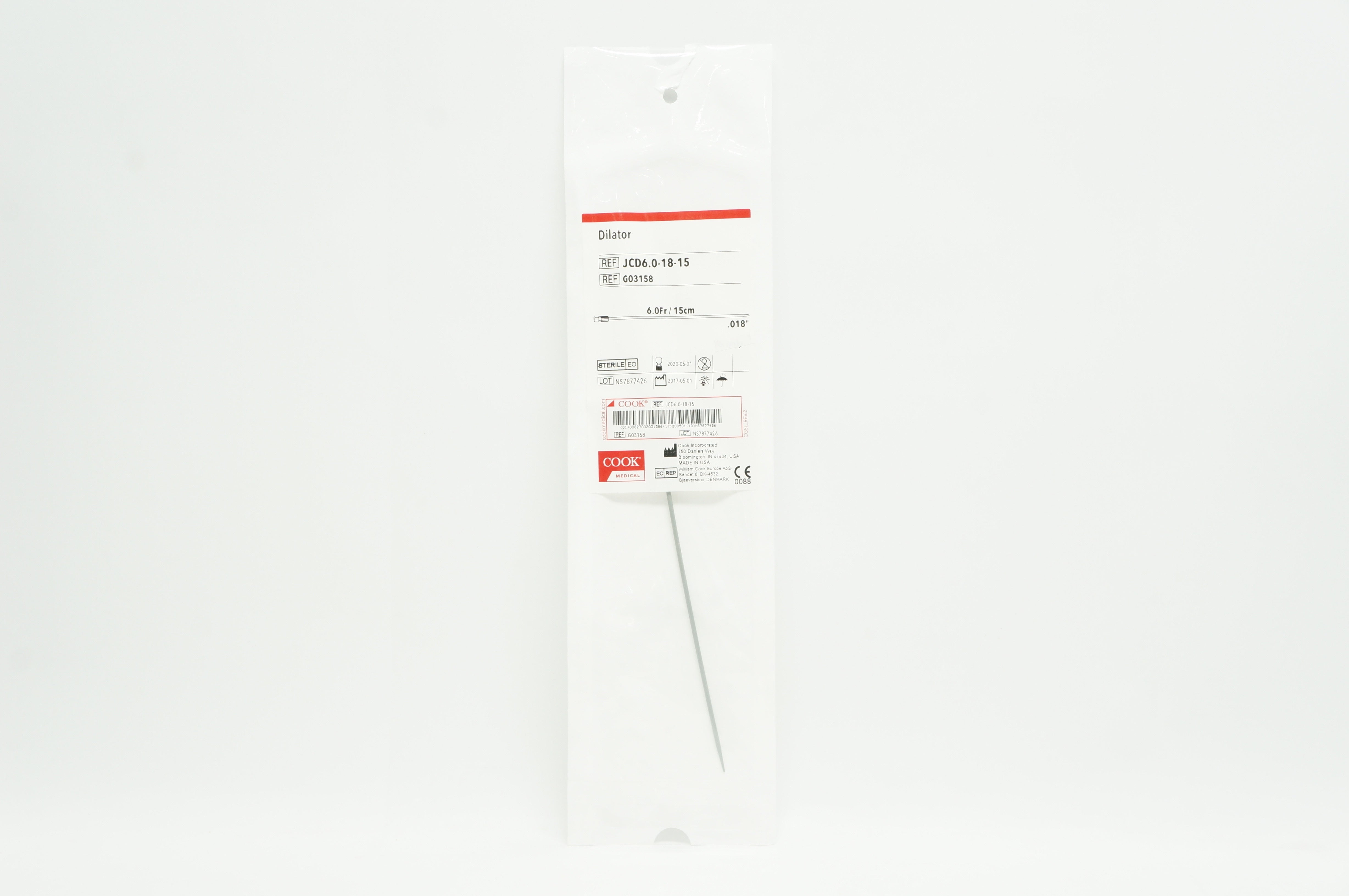 Cook Medical G03158 Dilator 6.0Fr x .018in x 15cm (x)