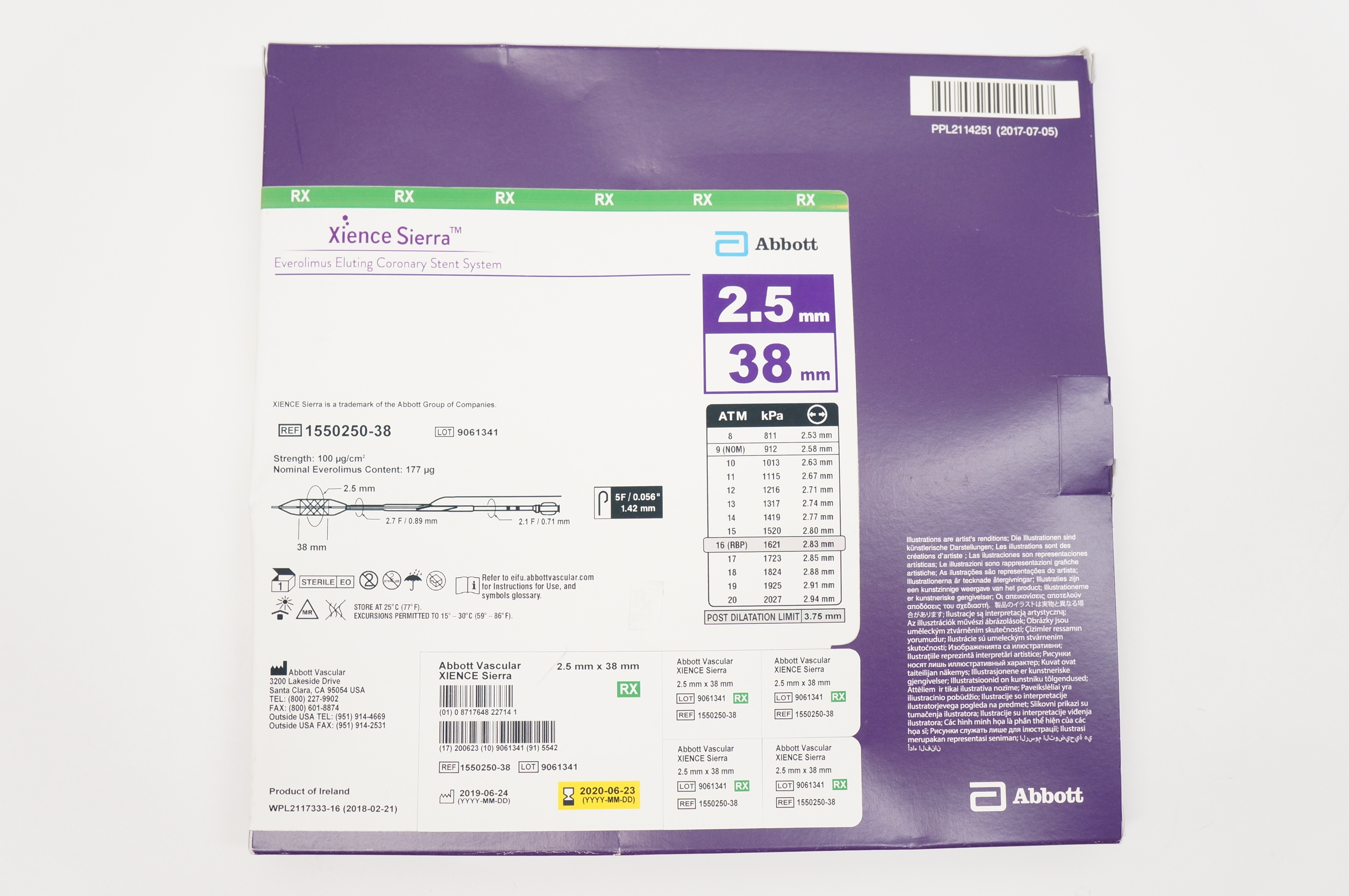 Abbott 1550250-38 Vascular XIENCE Sierra 2.5mm x 38mm (x)