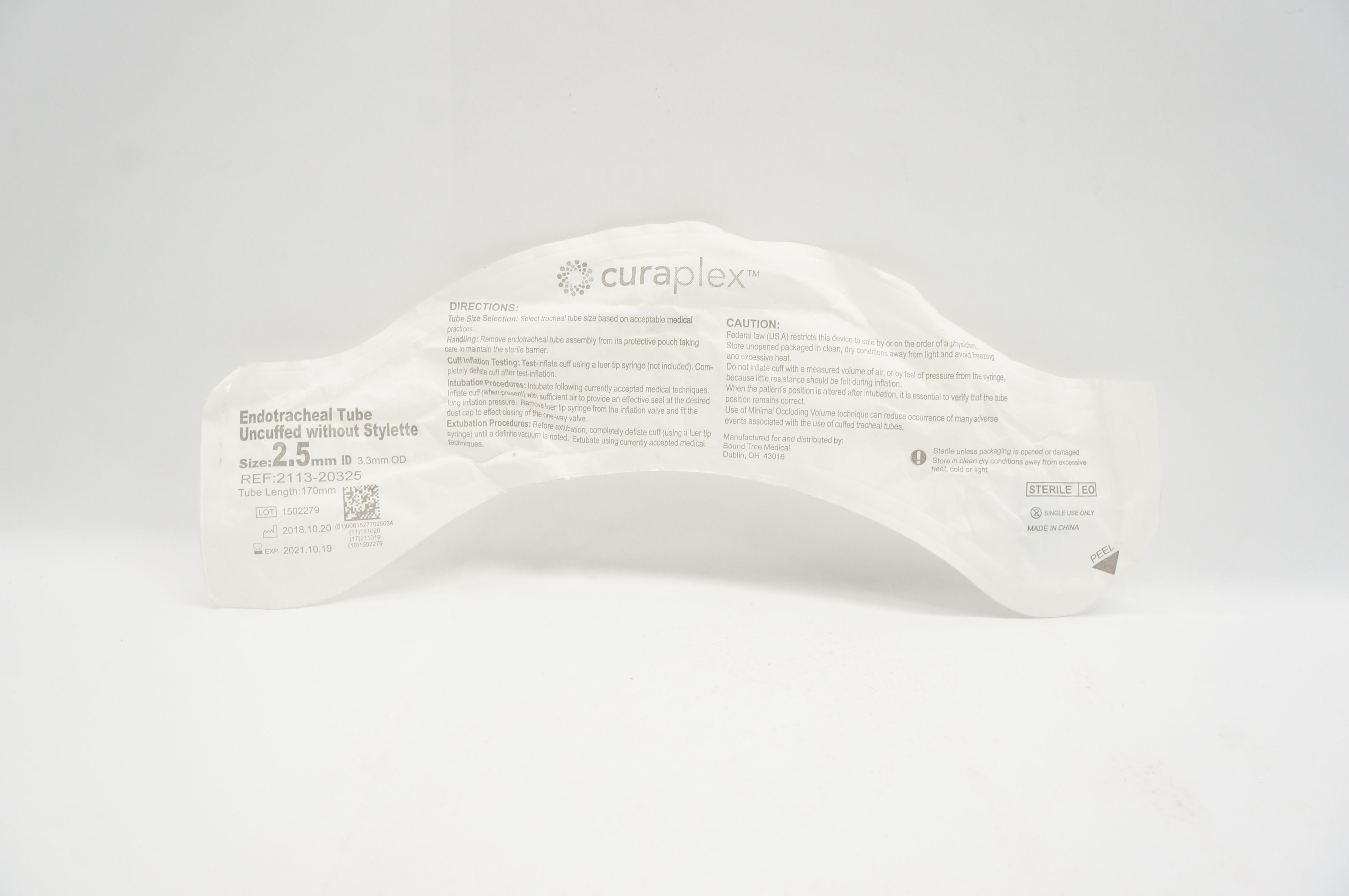 Curaplex 2113-20325 Endotracheal Tube, Uncuffed without Stylette 2.5 ID (x)
