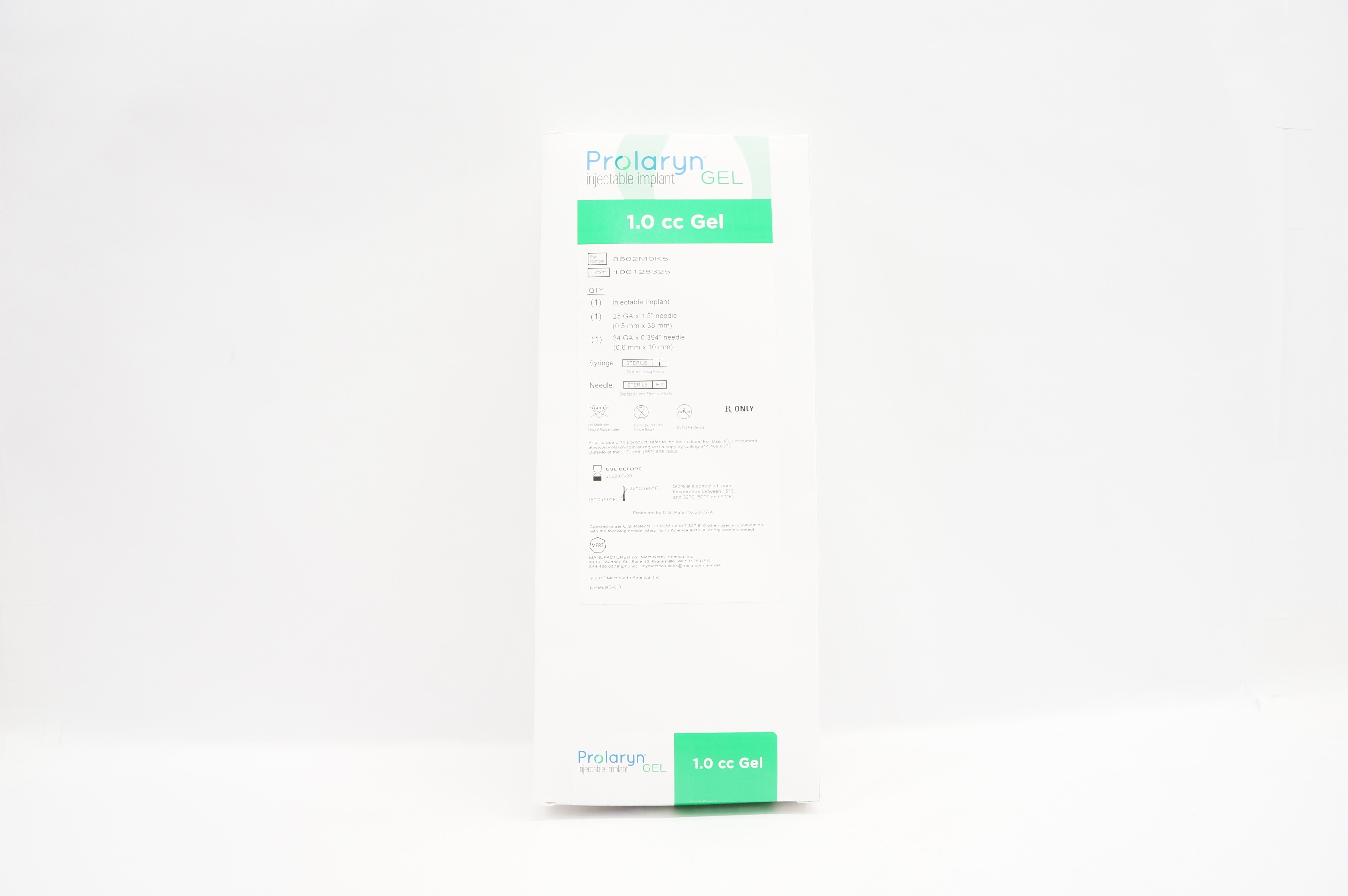 Merz 8602M0K5 Prolaryn Injectable Implant 1.0cc Gel 25 GA x 1.5inch Ndle (x)