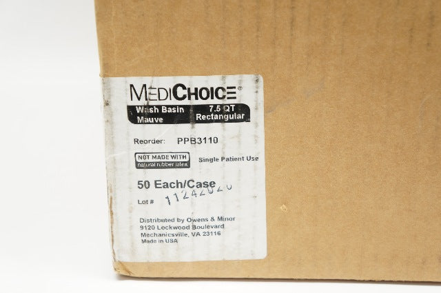 MediChoice PPB3110 Wash Basin 7.5QT Mauve Rectangular - Case of 50
