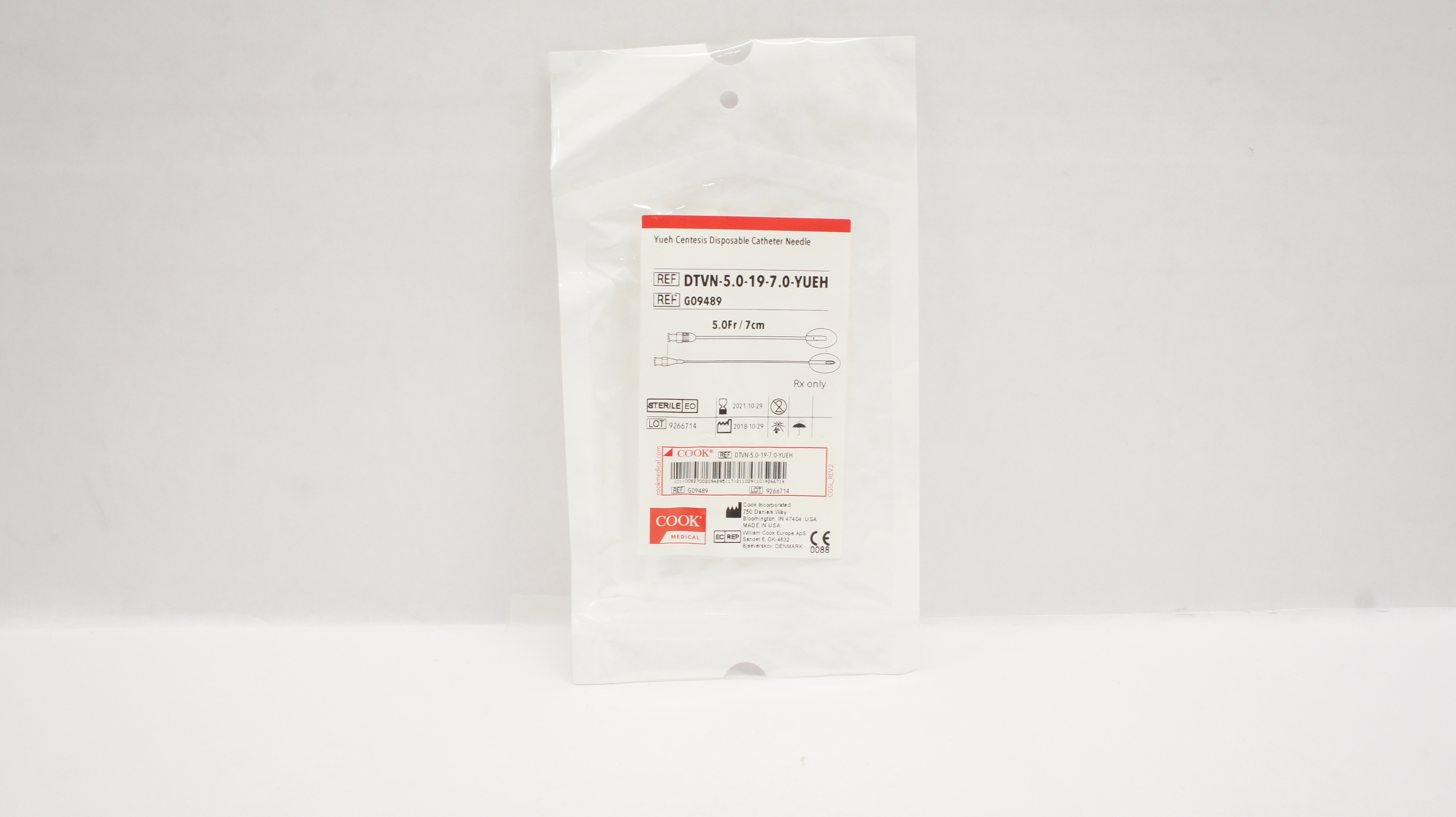 Cook Medical G09489 Yueh Centesis Disposable Cath. Ndle 5F x 7cm (x)