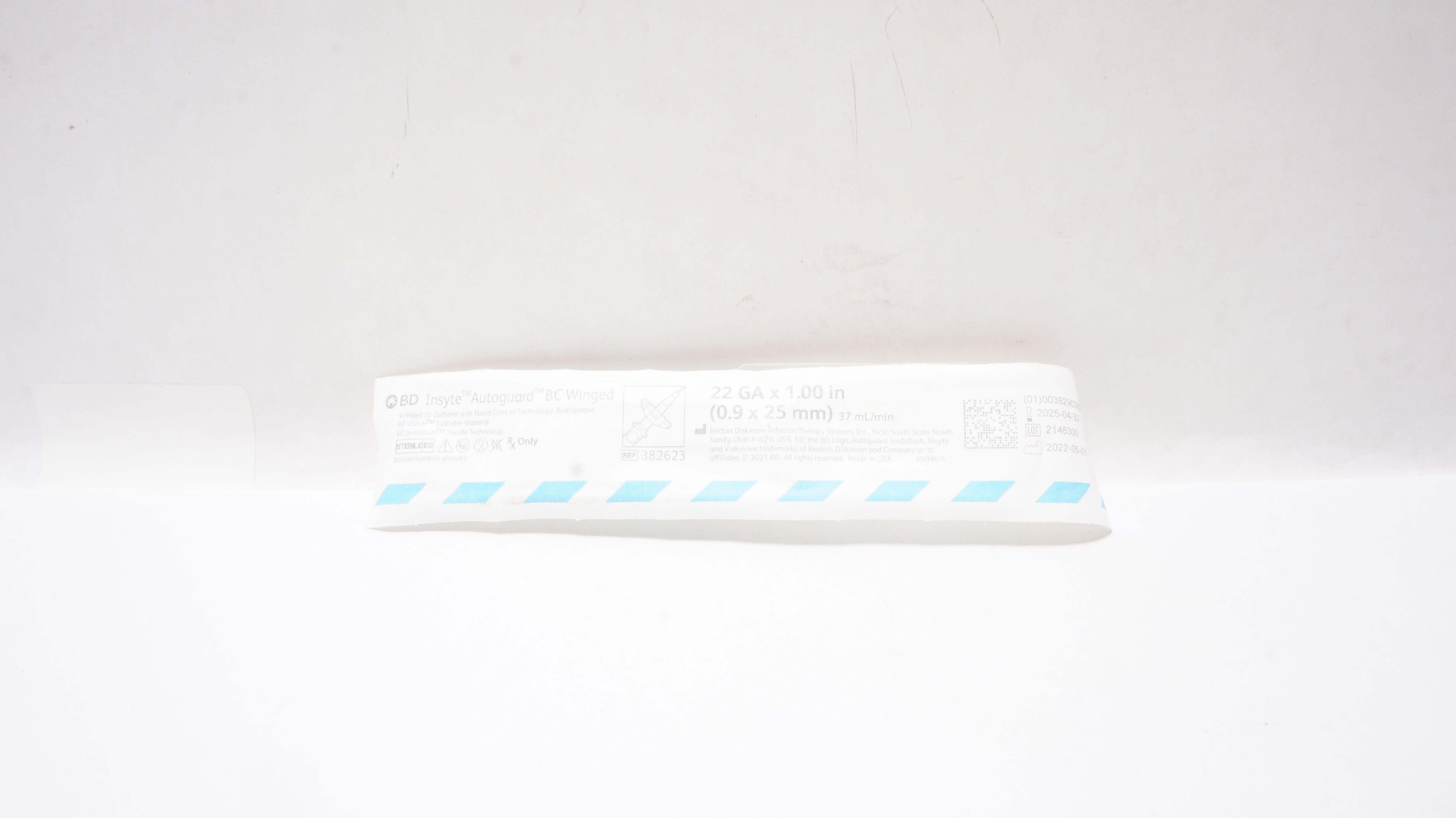 BD 382623 Insyte Autoguard BC Winged Shielded IV Cath. 22GA x 1inch 37mL/min