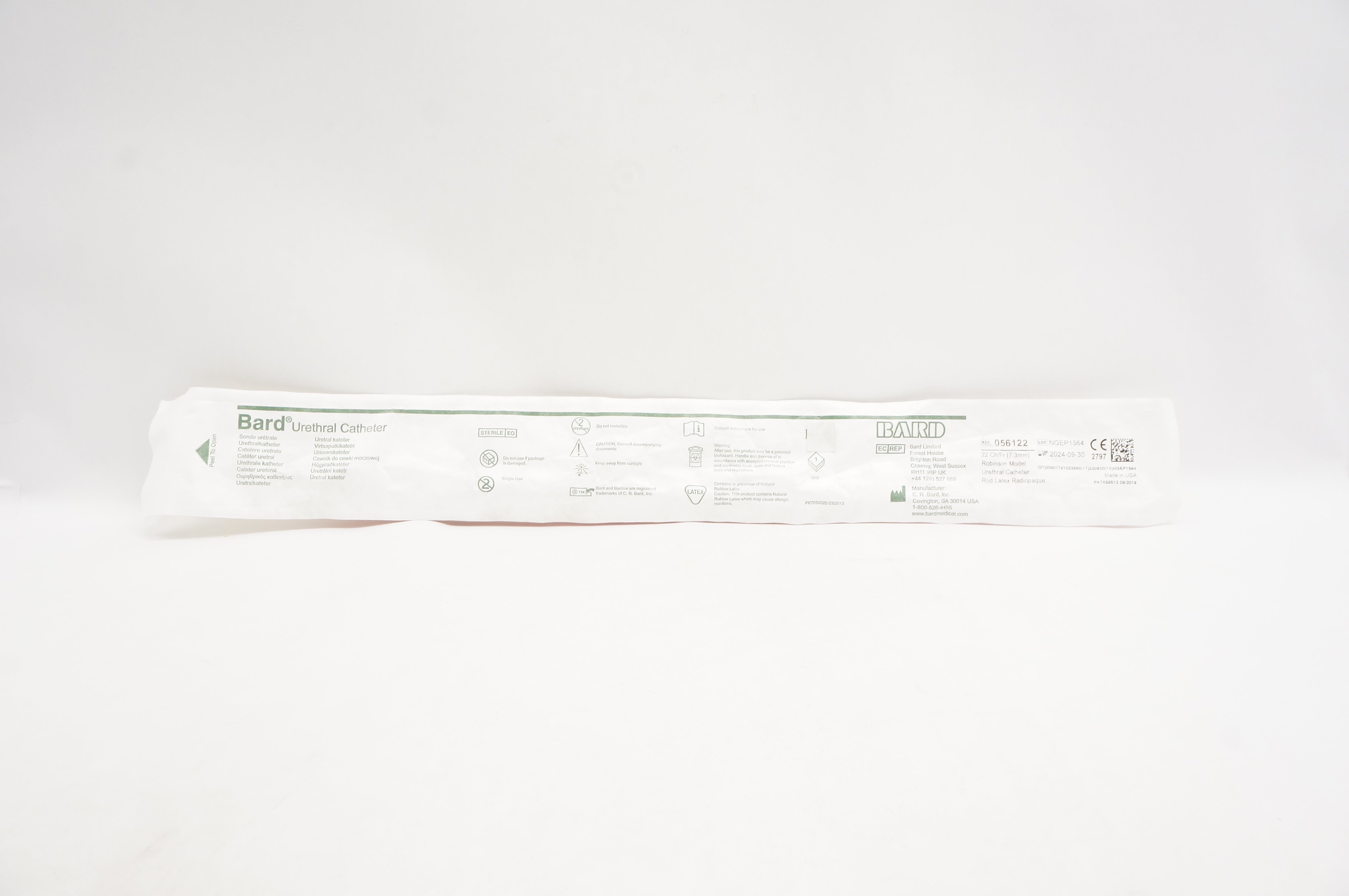Bard 056122 Bardex Robinson Latex Cath 22Fr 16