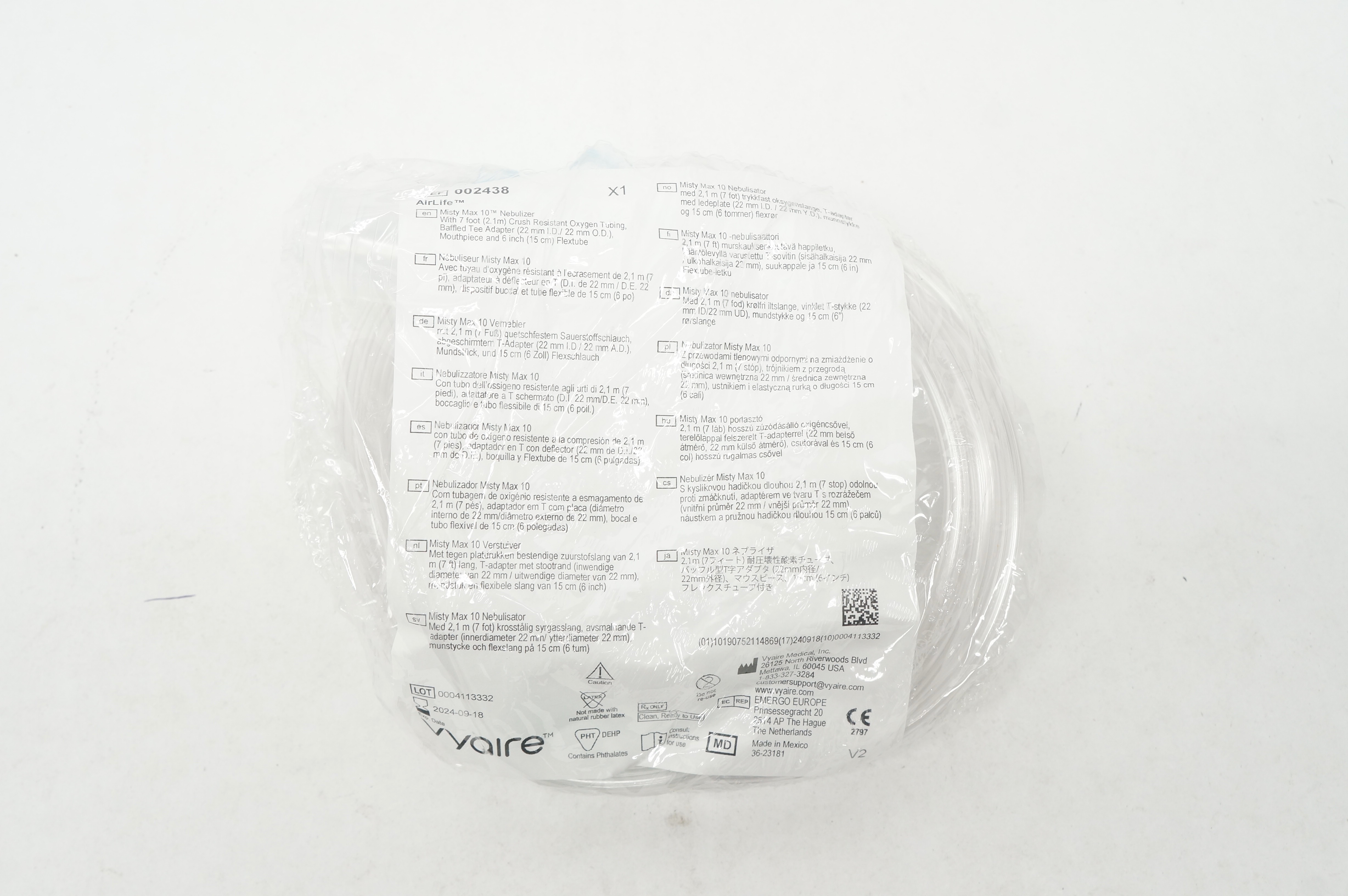 Vyaire 002438 AirLife Misty Max 10 Nebulizer w/7ft Crush Resistant