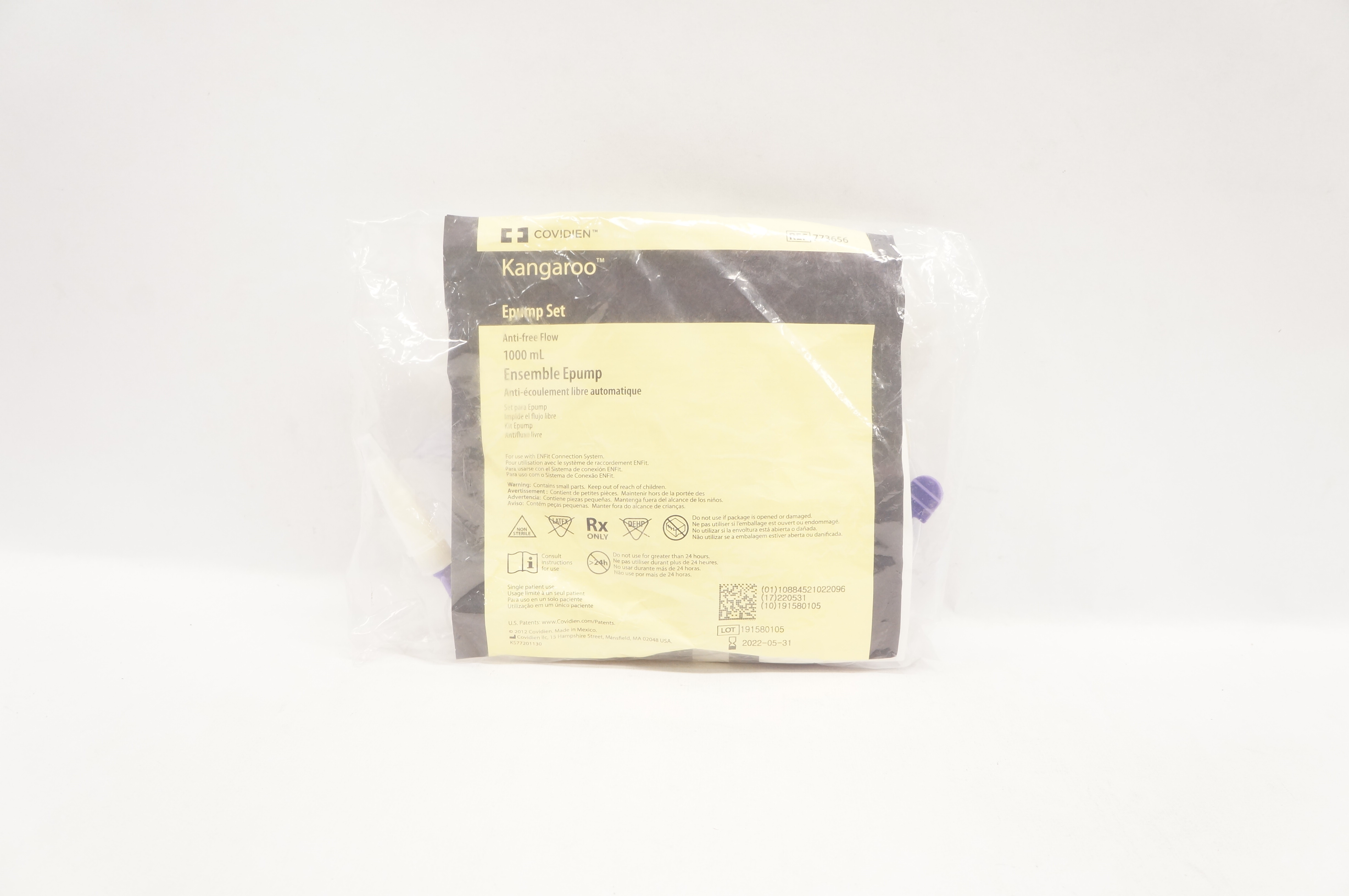 Covidien 773656 Kangaroo Epump Set Anti-Free Flow 1000mL