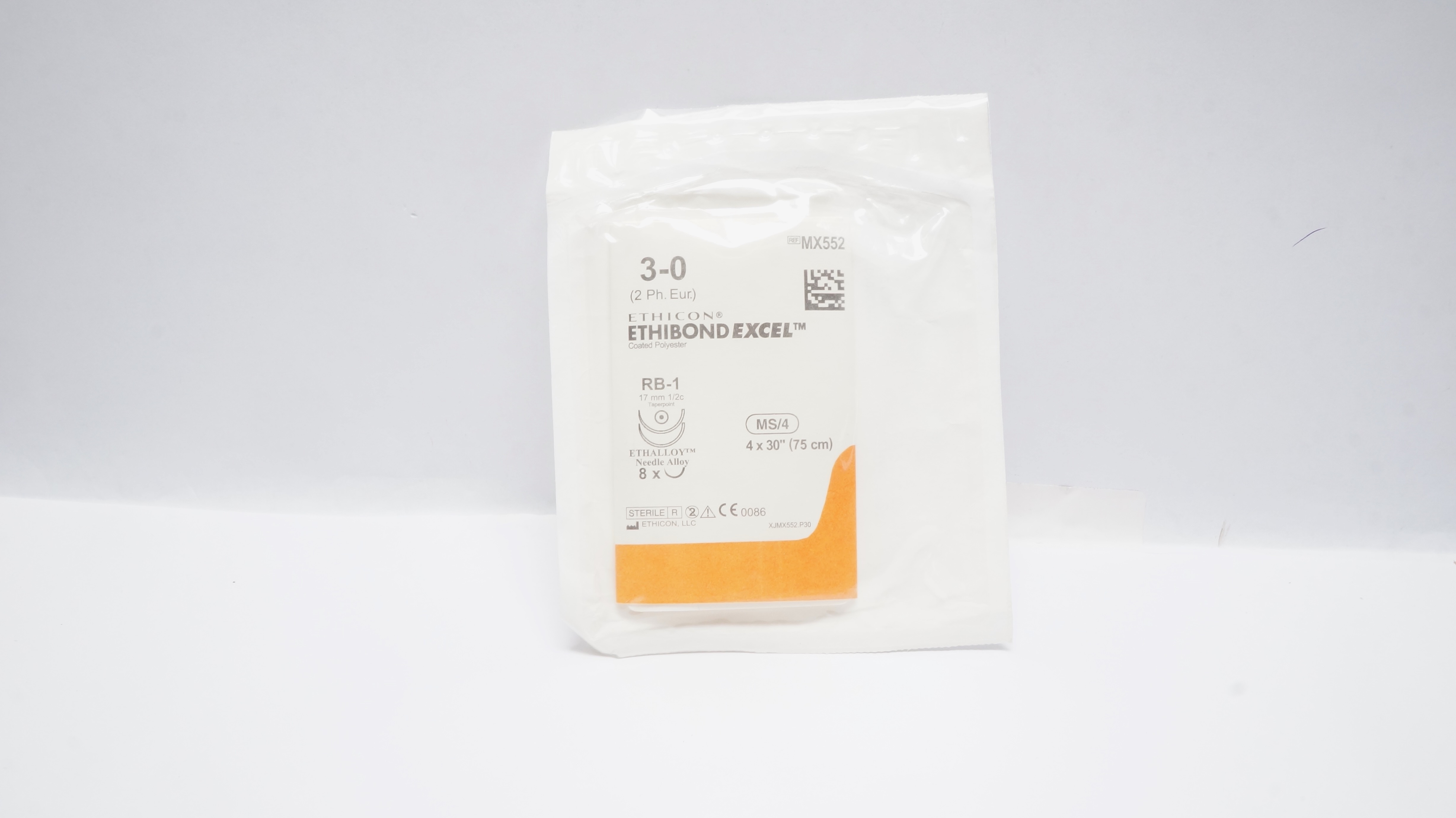 Ethicon MX552 3-0 Ethibond Excel Stre RB-1 17mm 1/2c Taperpoint, 30inch (x)