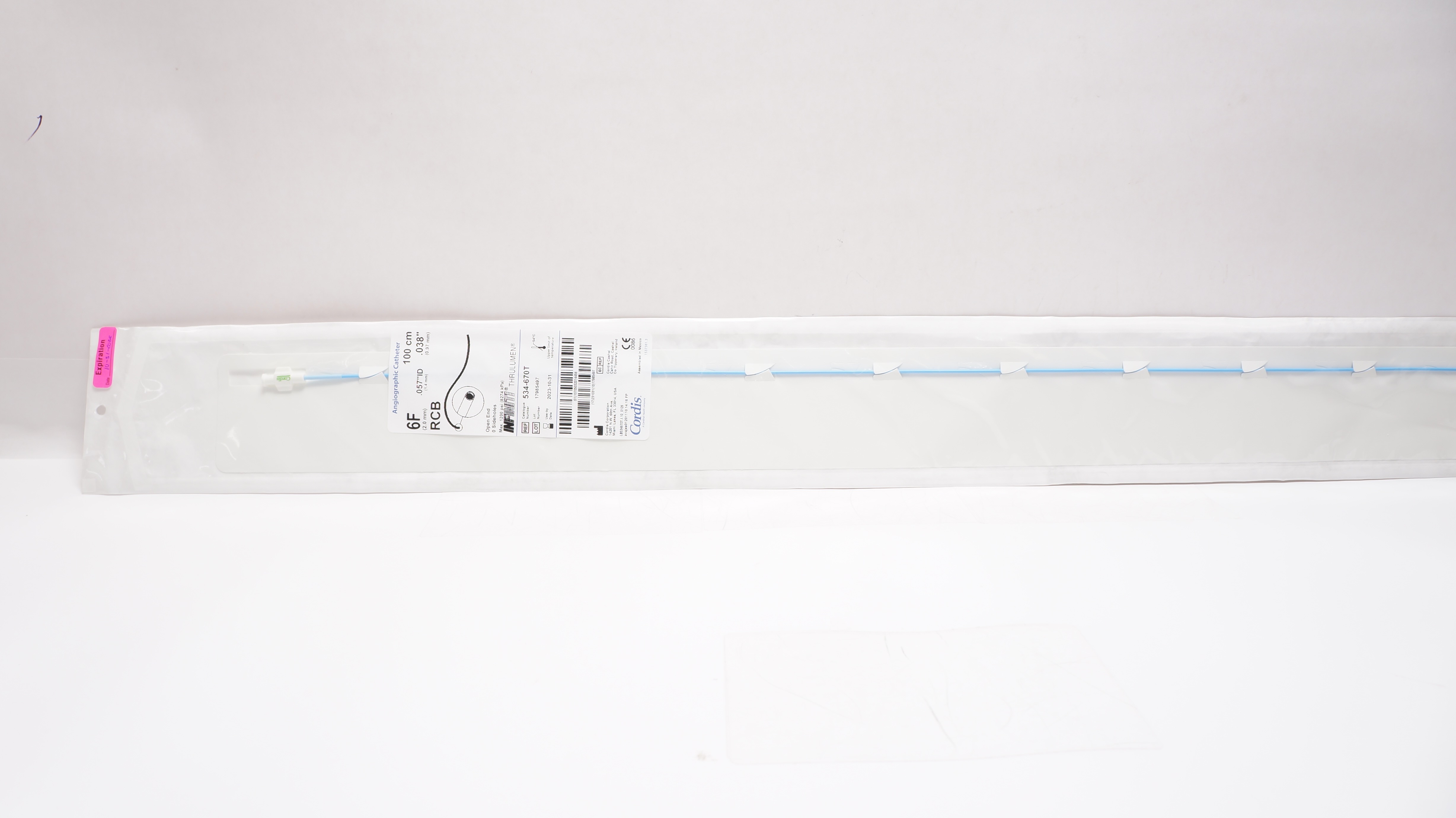 Cordis 534-670T Infiniti Angiographic Cath. RCB 6F x .057inch ID x 100cm (x)