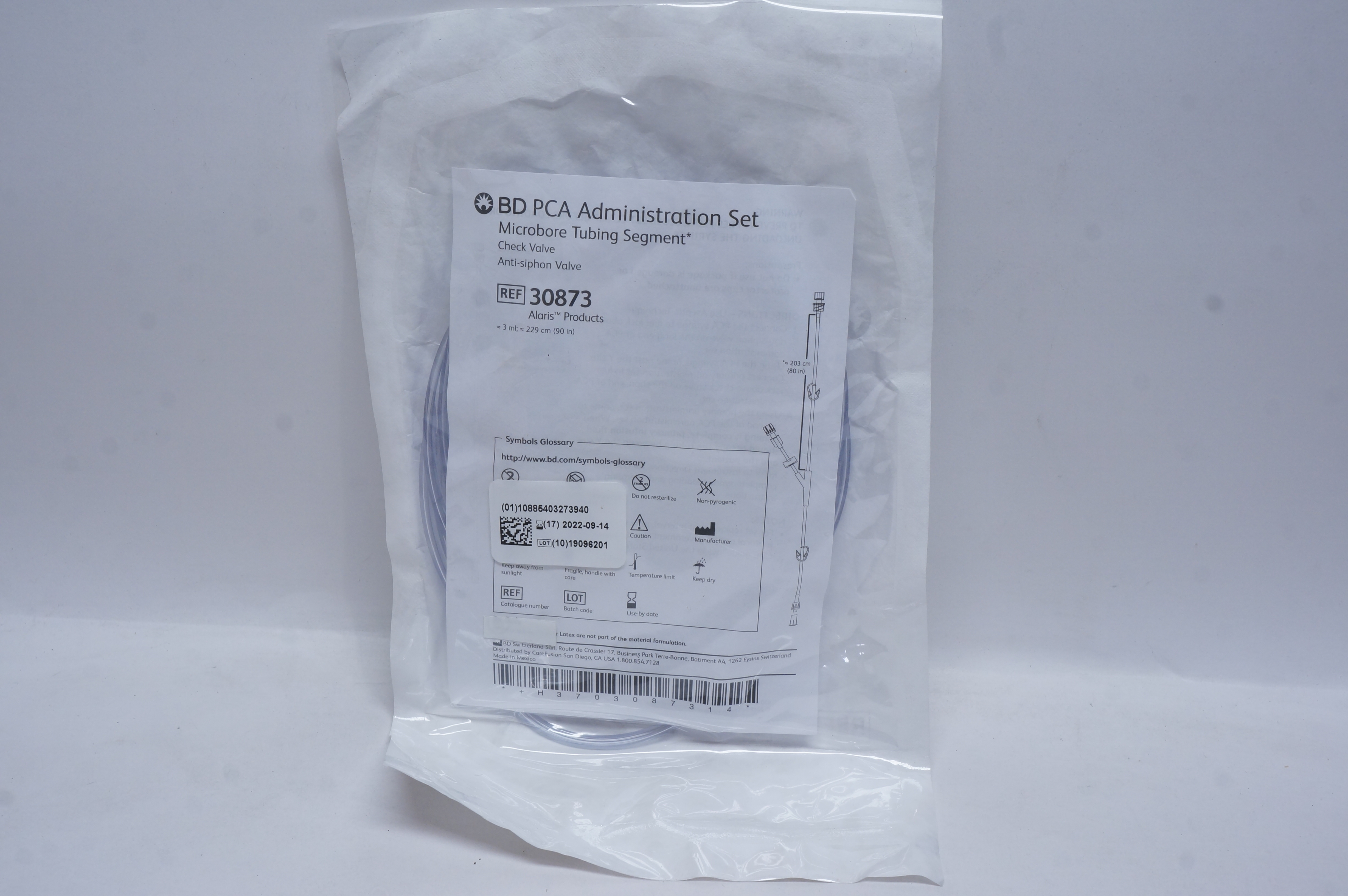 BD 30873 PCA Administration Set Microbore Tubing Segment 3ml