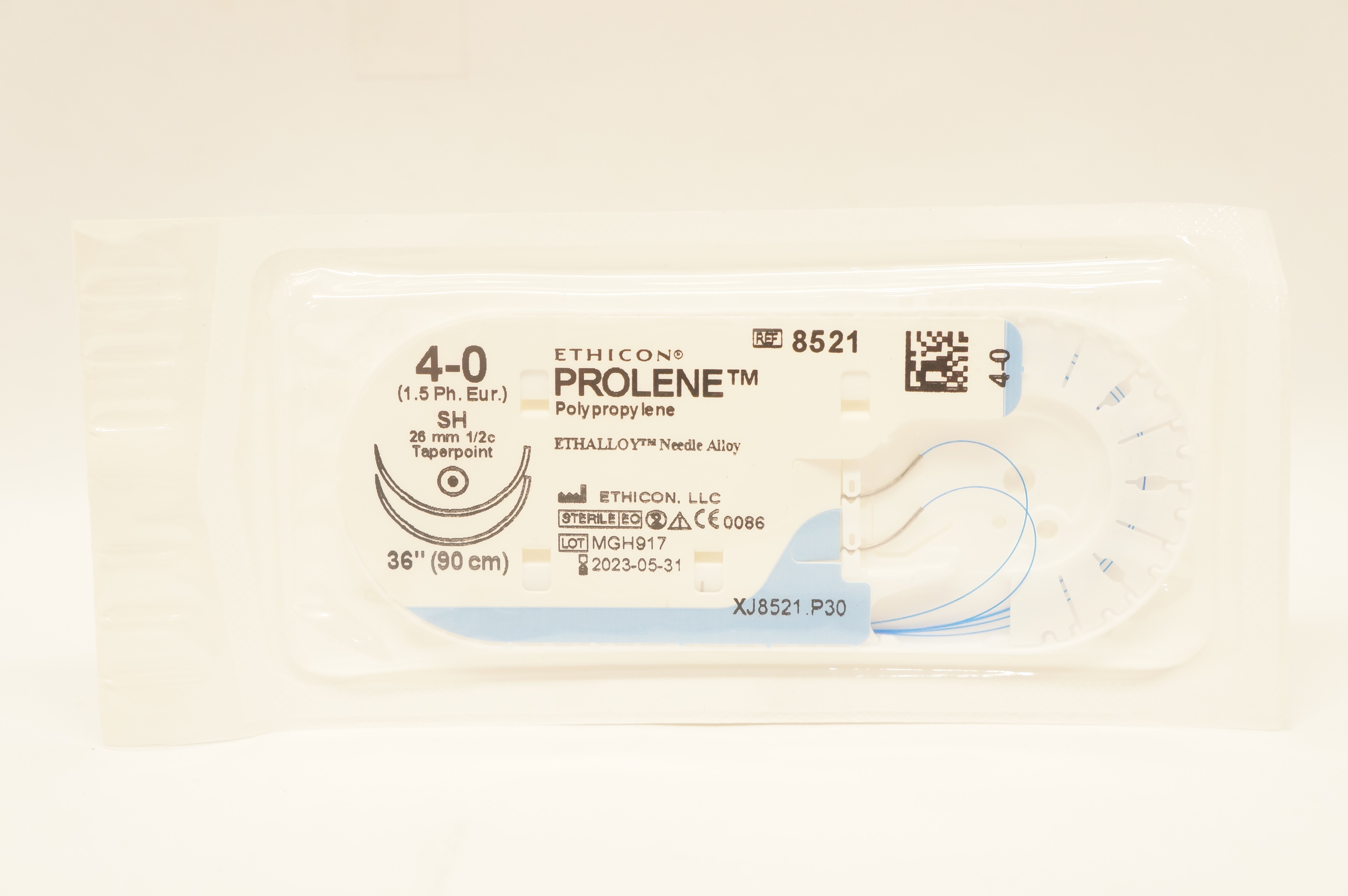 Ethicon 8521 4-0 Prolene Polypropylene Stre SH 26mm 1/2c Taperpoint, 36 inch