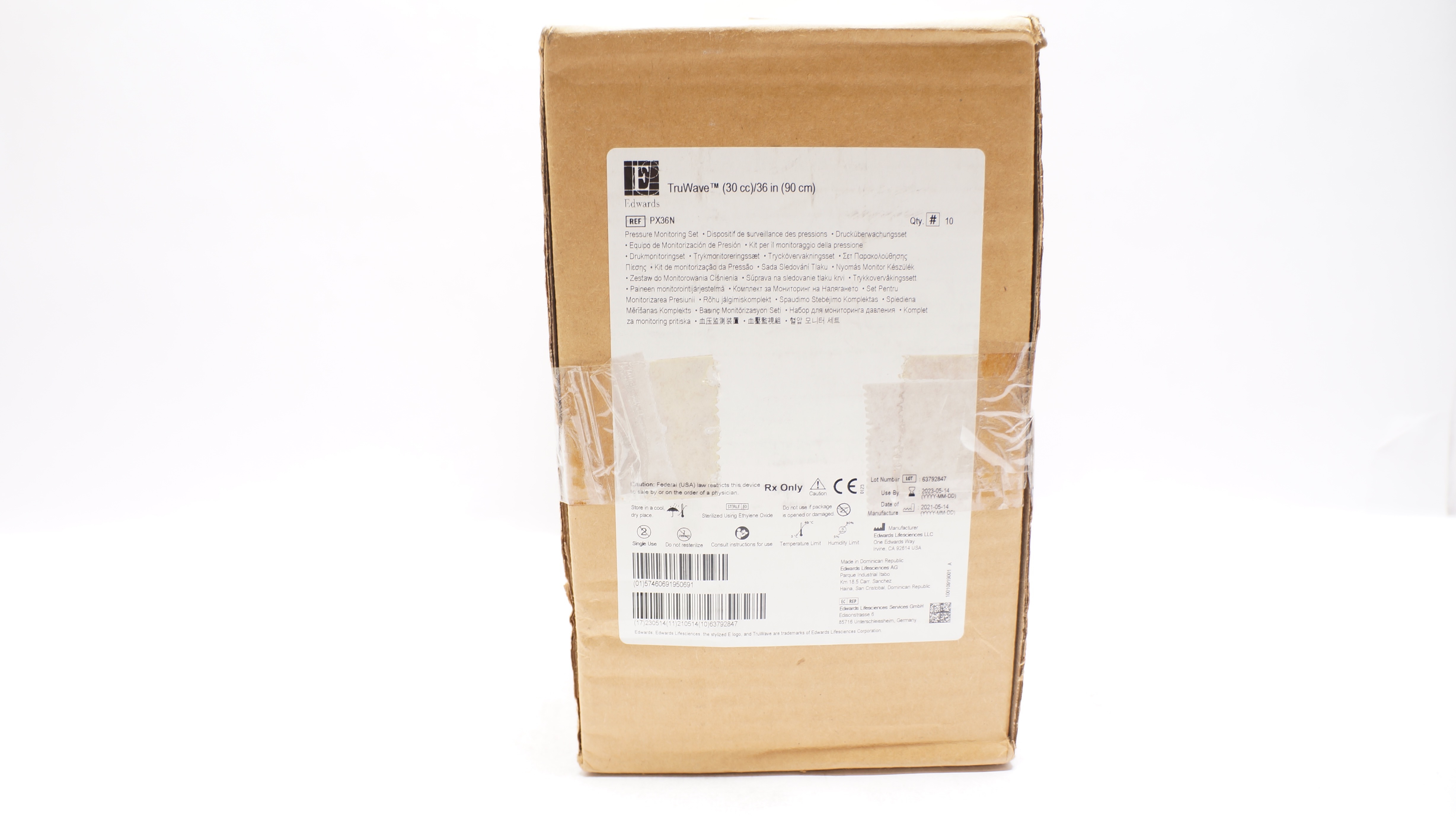 Edwards Lifesciences PX36N TruWave Pressure Monitoring Set 36inch(x)- Case of 10