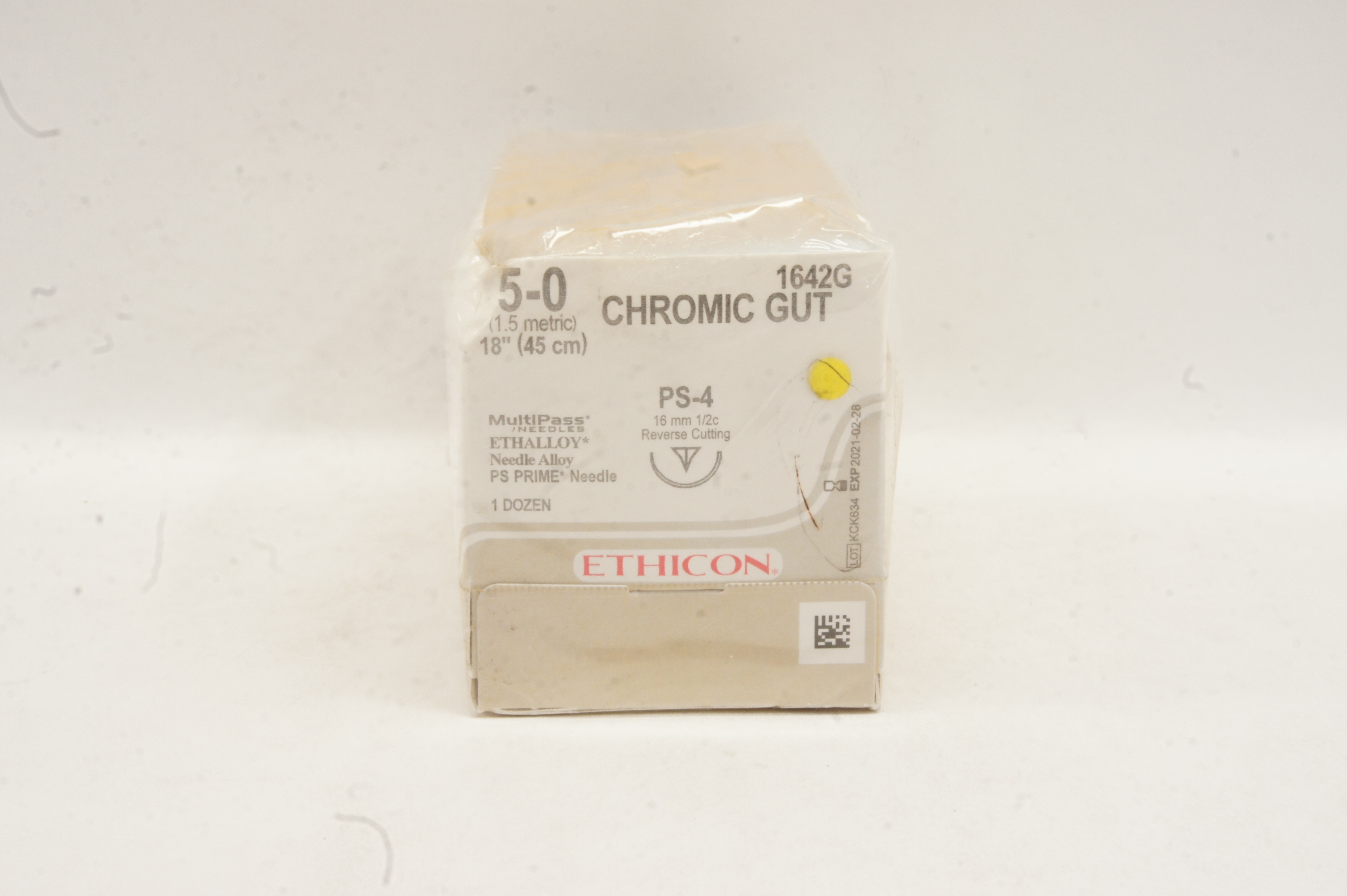Ethicon 1642G 5-0 Chromic Gut 18inch PS-4 16mm 1/2c Reverse Cutting-Box of 12(x)
