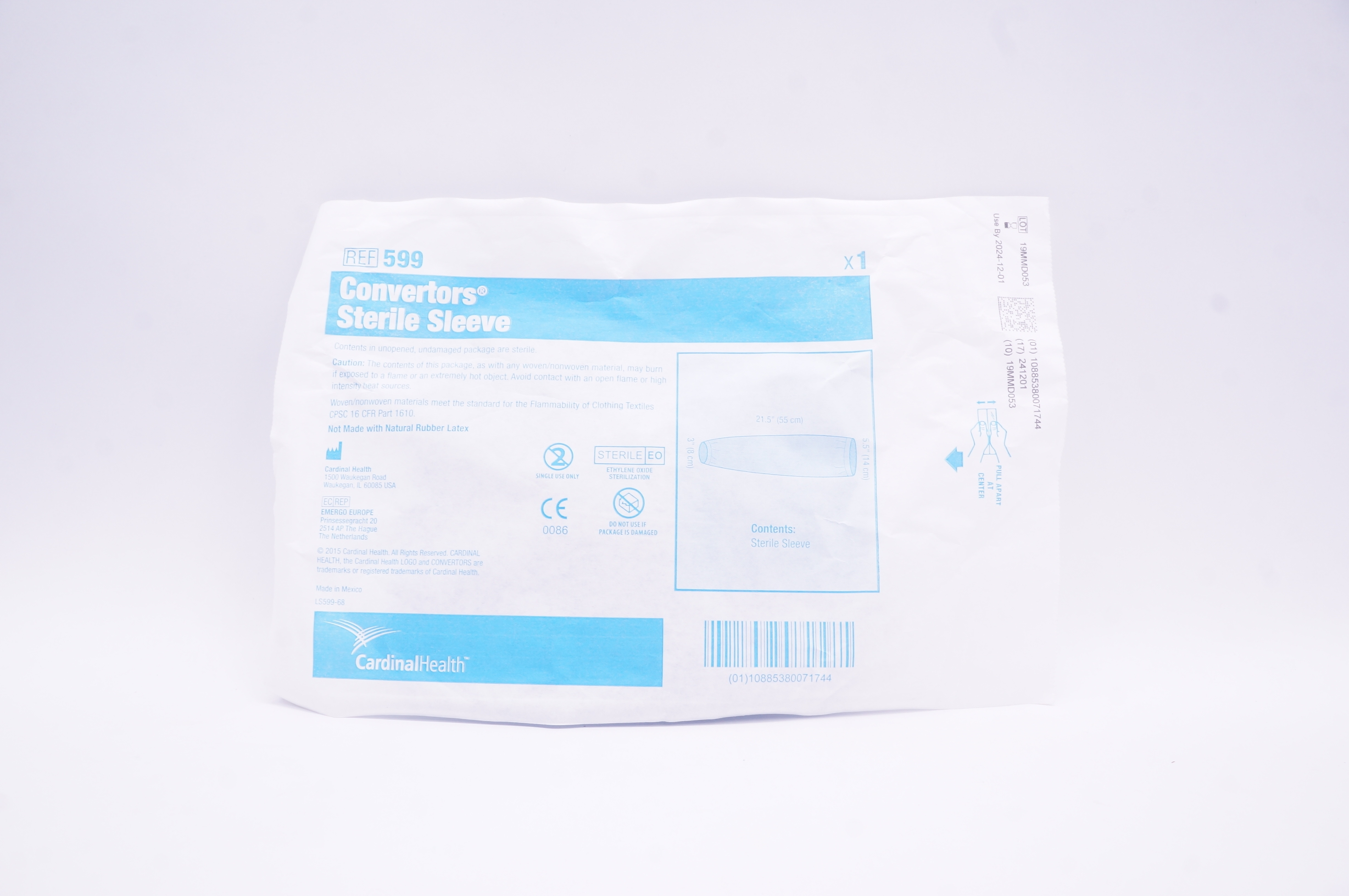 Cardinal Health 599 Convertors Sterile Sleeve