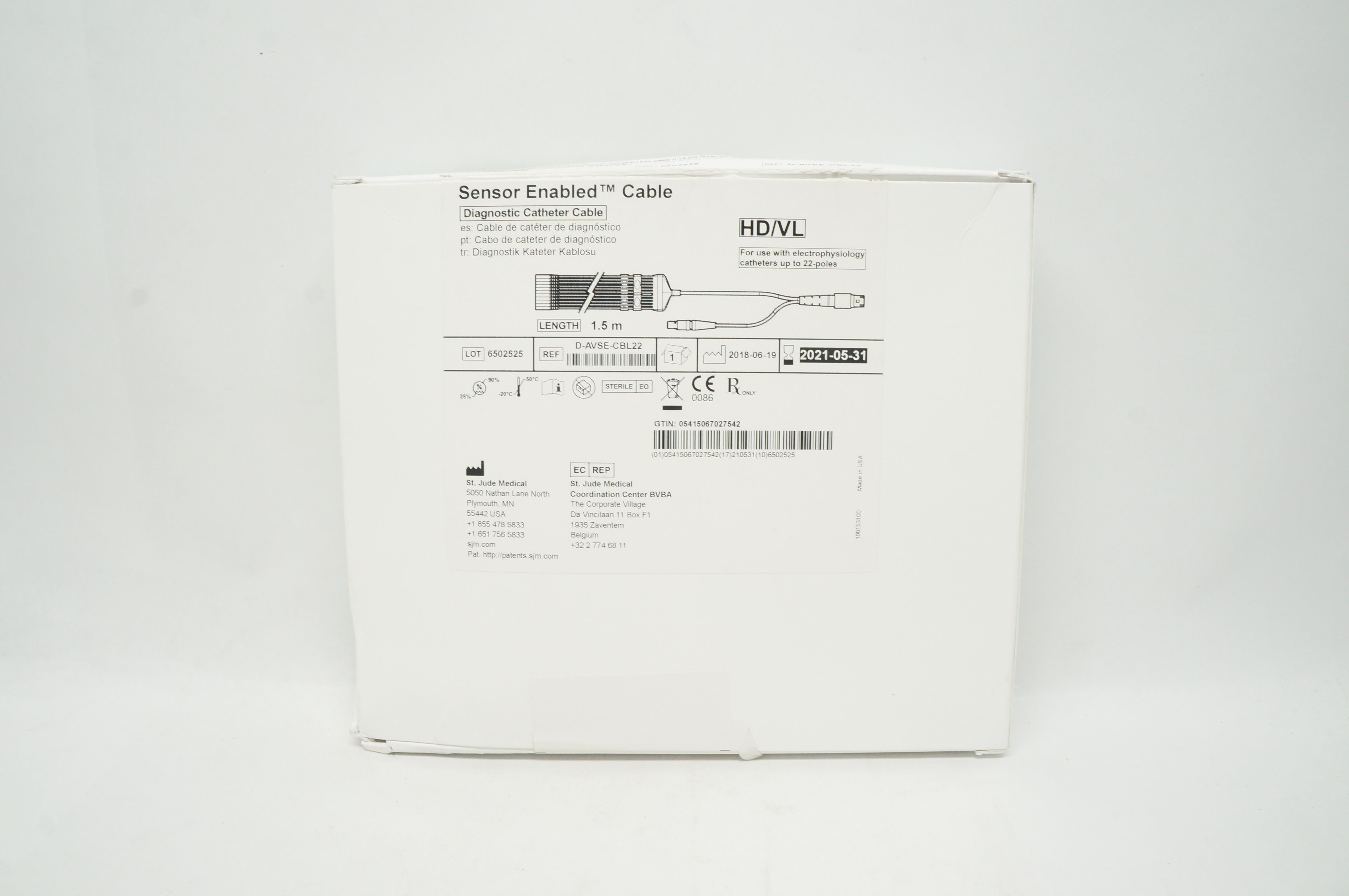 St. Jude Medical D-AVSE-CBL22 Sensor Enabled Diagnostic Cath. Cable 1.5m (x)