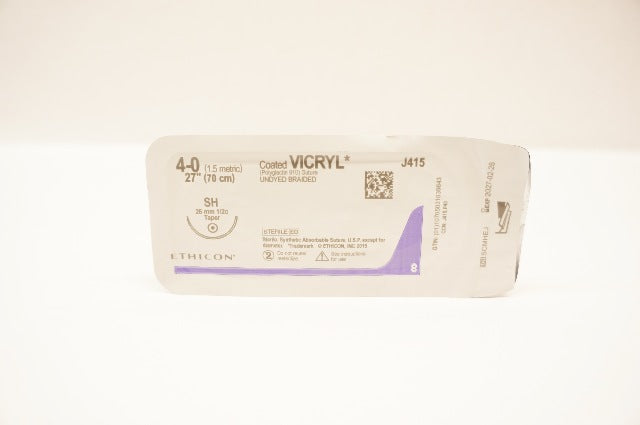 Ethicon J415 4-0 Coated VICRYL Polyglactin Stre SH 26mm 1/2c Taper, 27inch