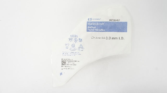 Covidien 86462 Mallinckrodt Oral/Nasal Tracheal Tube Cuffless 3.0mm x 4.3mm (x)