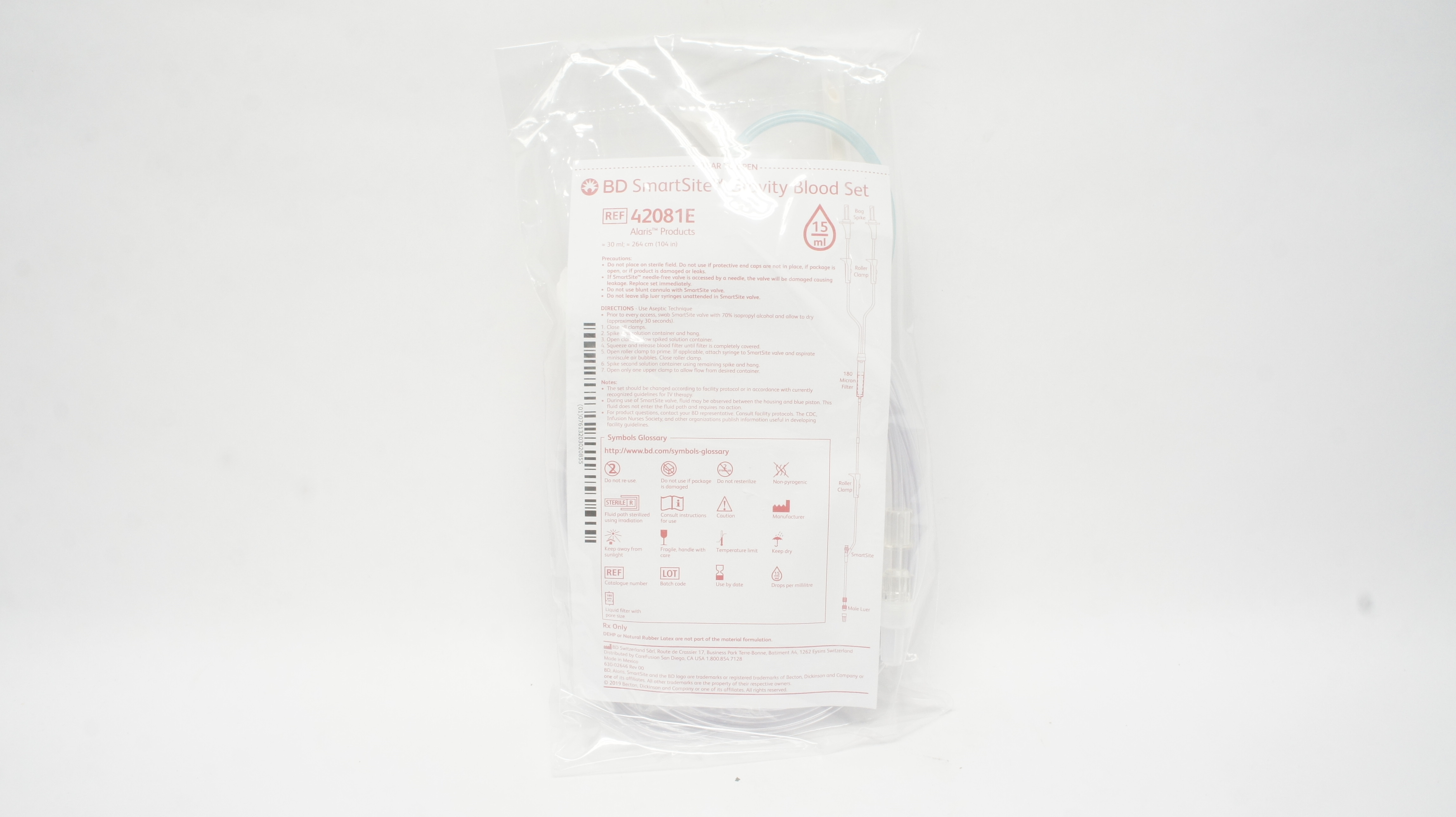 BD 42081E SmartSite Gravity Blood Set 15Drops, 30ml x 104inch