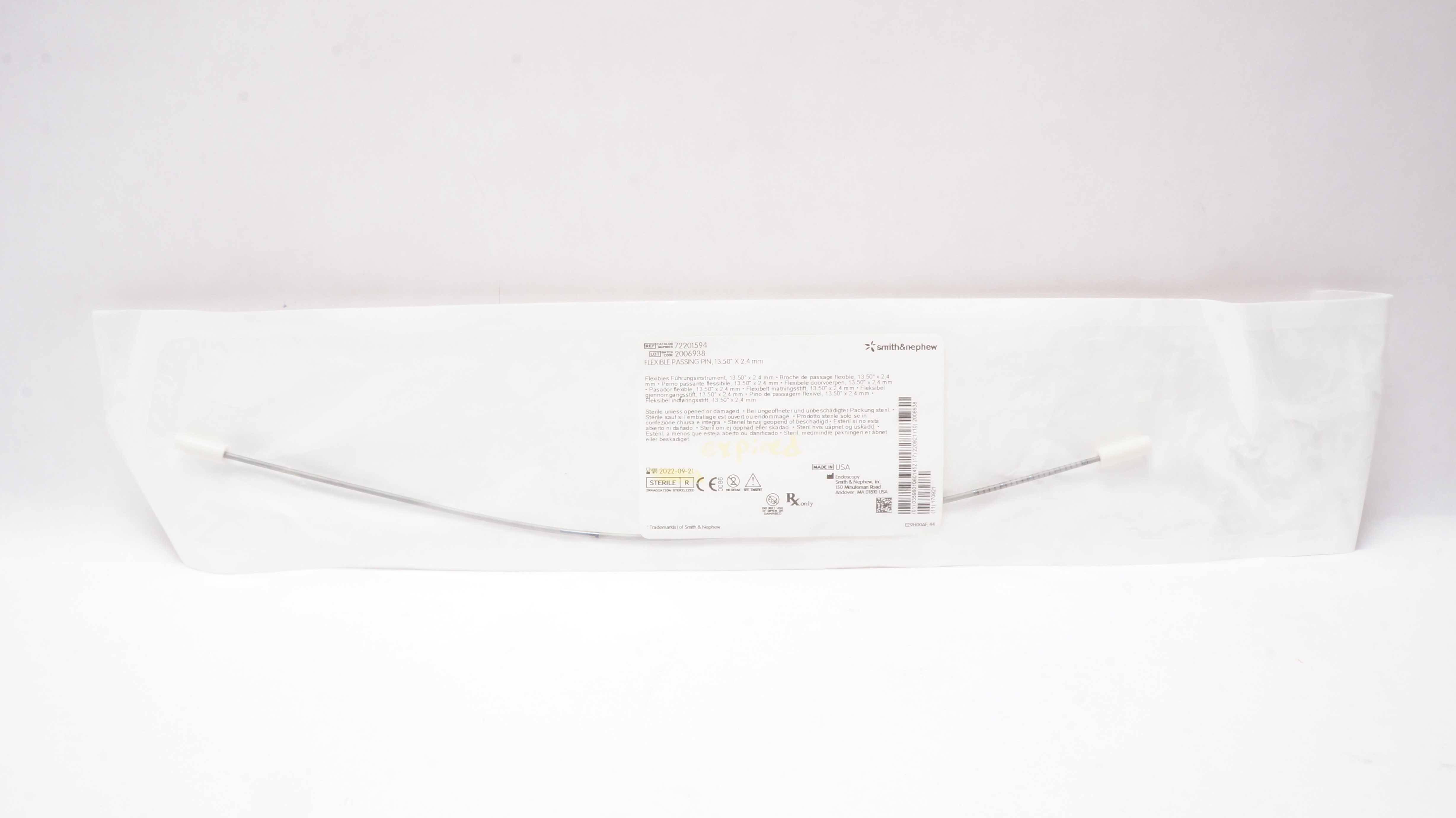 Smith&Nephew 72201594 Flexible Passing Pin, 13.50 inch x 2.4 mm (x)