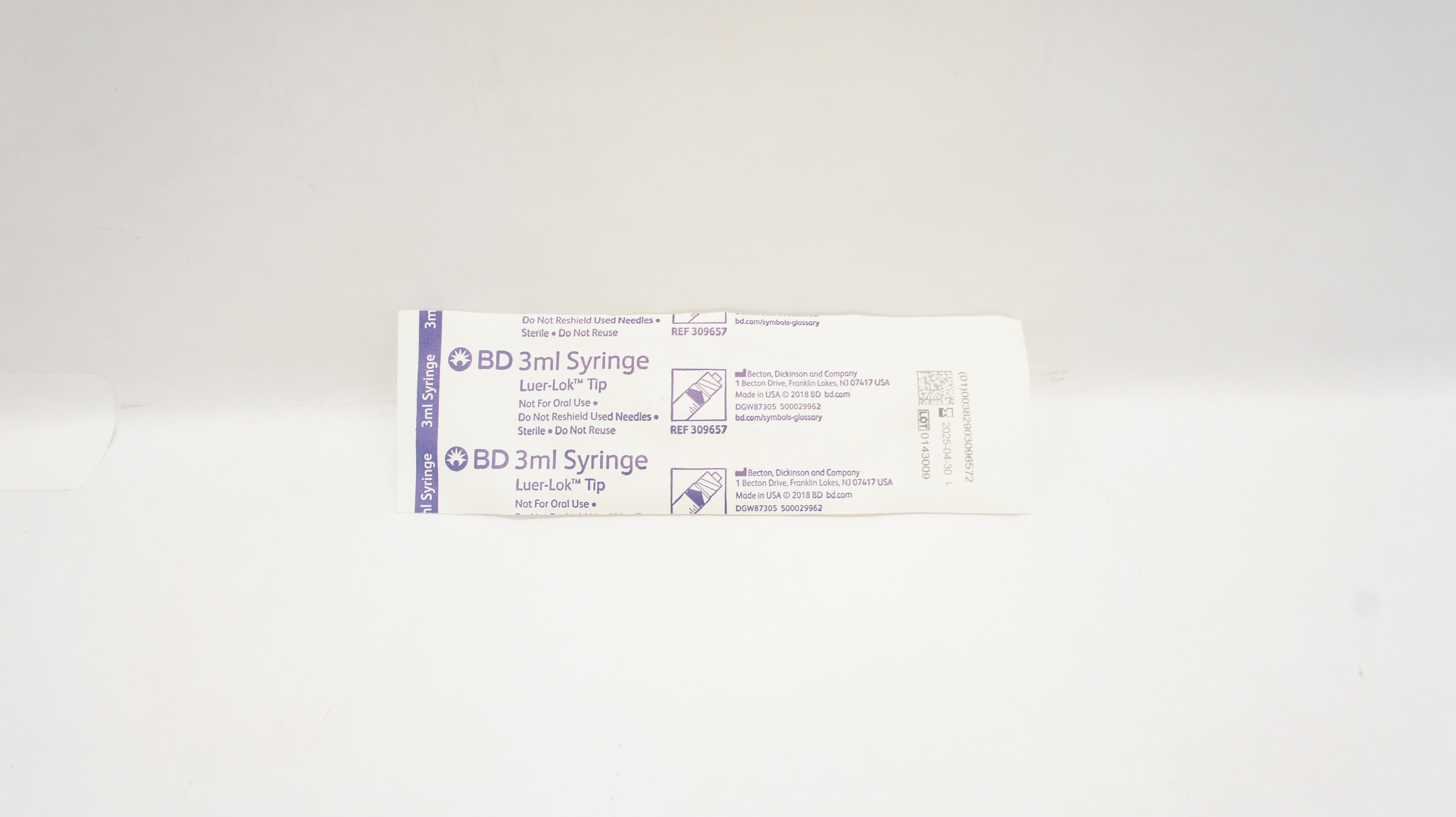 BD 309657 Luer-Lok Tip Syringe 3ml