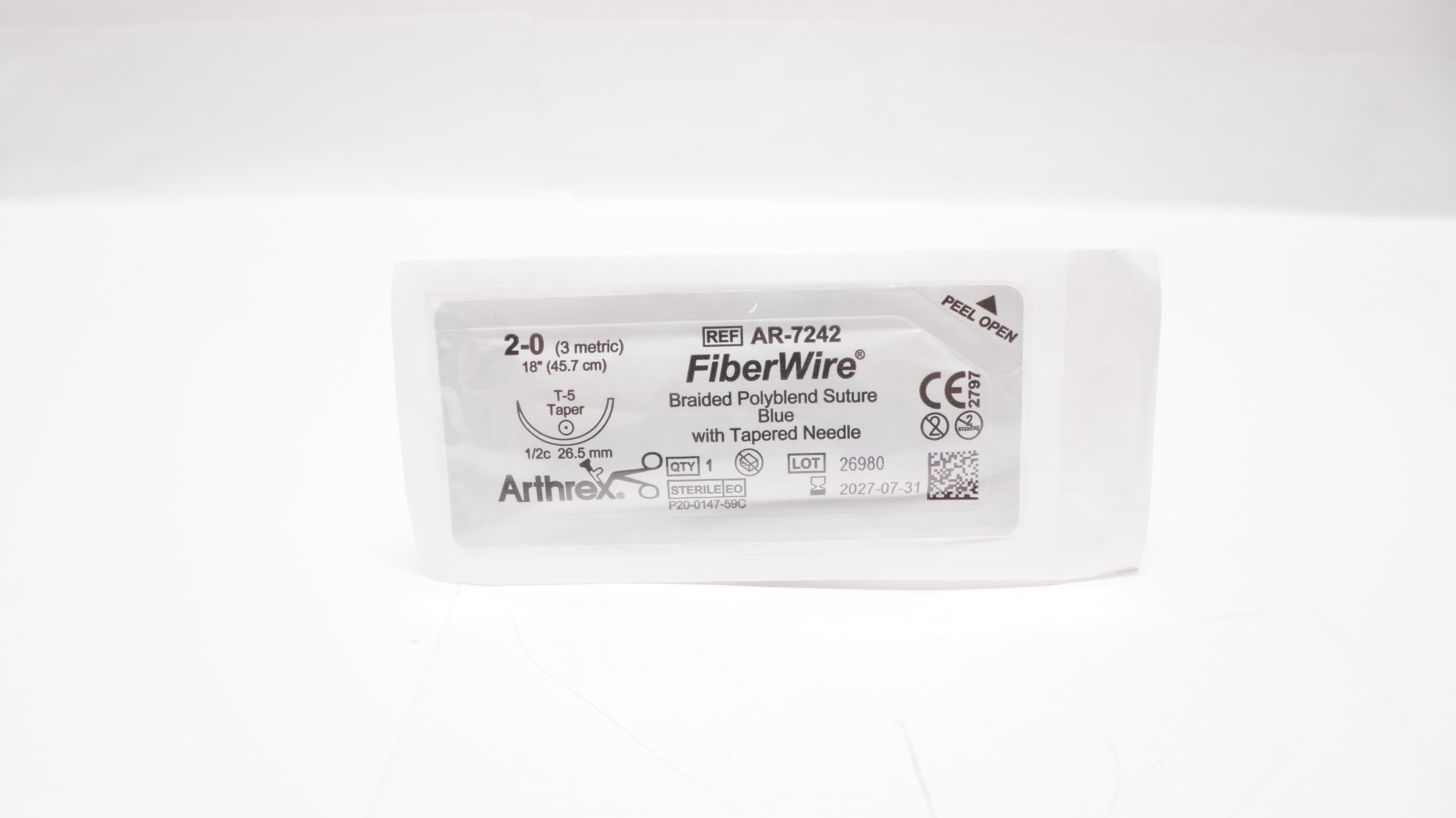 Arthrex AR-7242 2-0 FiberWire Braided Stre w/Ndle T-5 Taper 1/2c 26.5mm ...