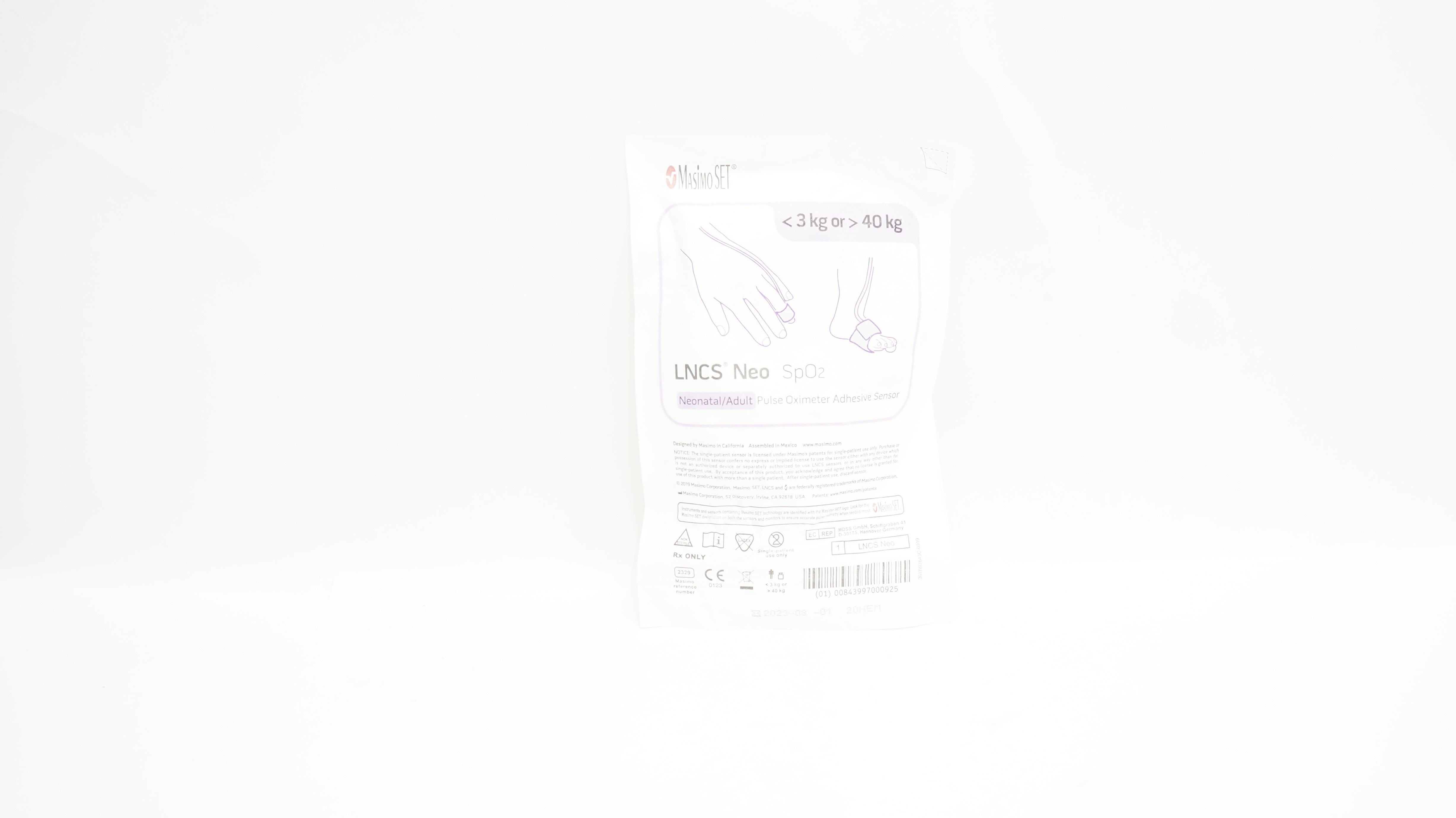 Masimo 2329 LNCS NEO Neonatal/Adult Pulse Oximeter Adhesive Sensor <3kg or >40kg (x)