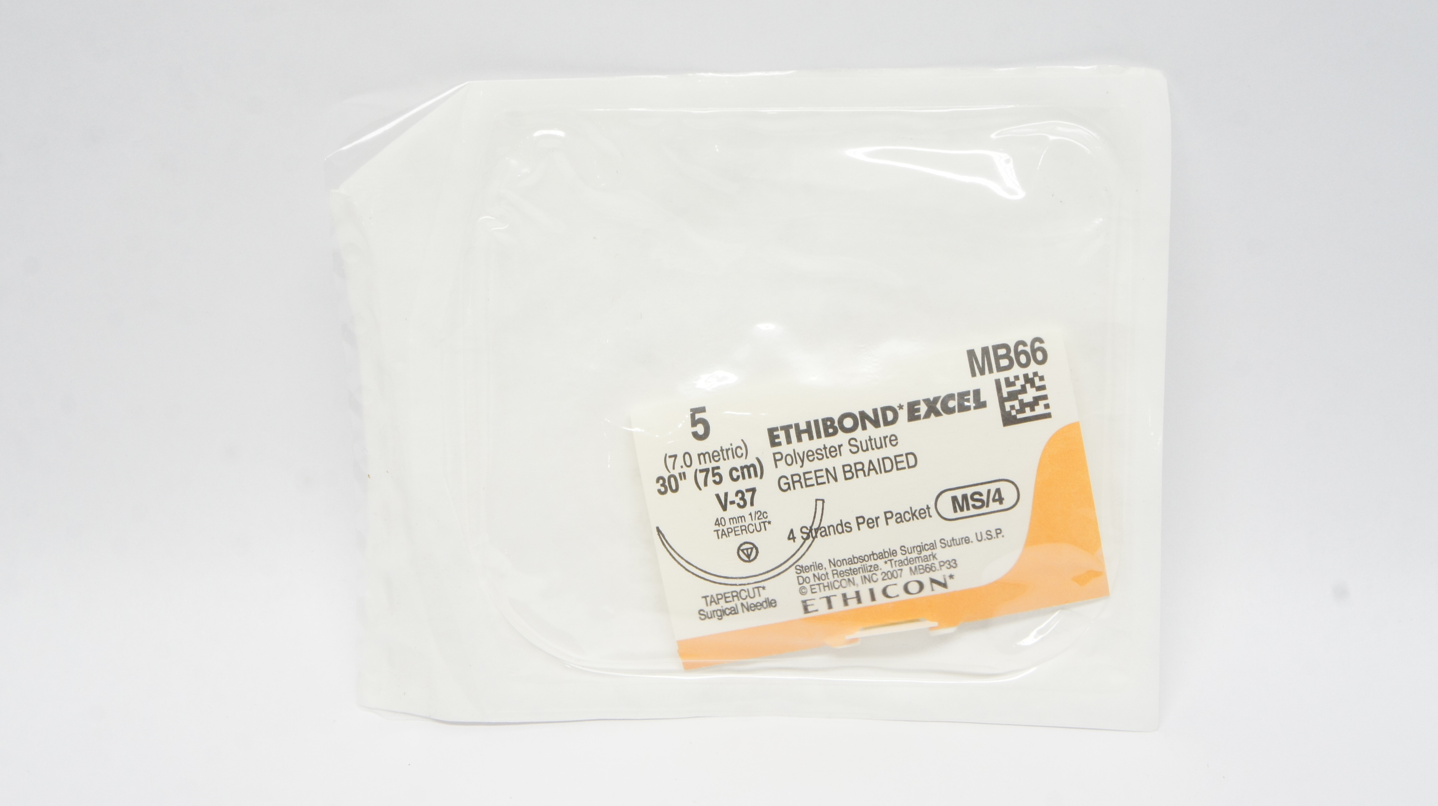 Ethicon MB66 5 Ethibond Excel Polyester Stre V-37 40mm 1/2c Tapercut, 30inch (x)