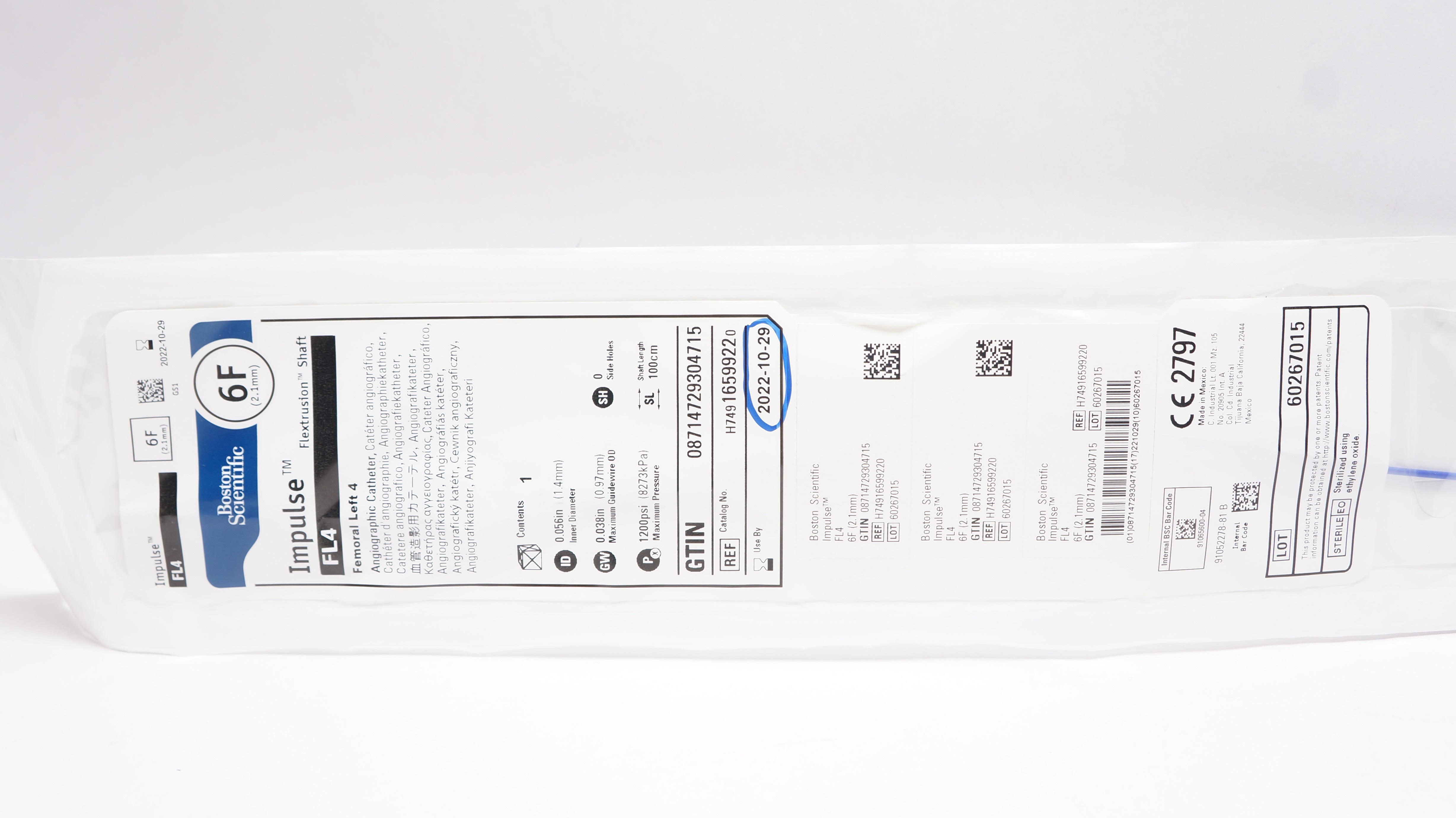 Boston Scientific 1659922 Impulse Femoral Left 4 Angiographic Cath. 6F (x)