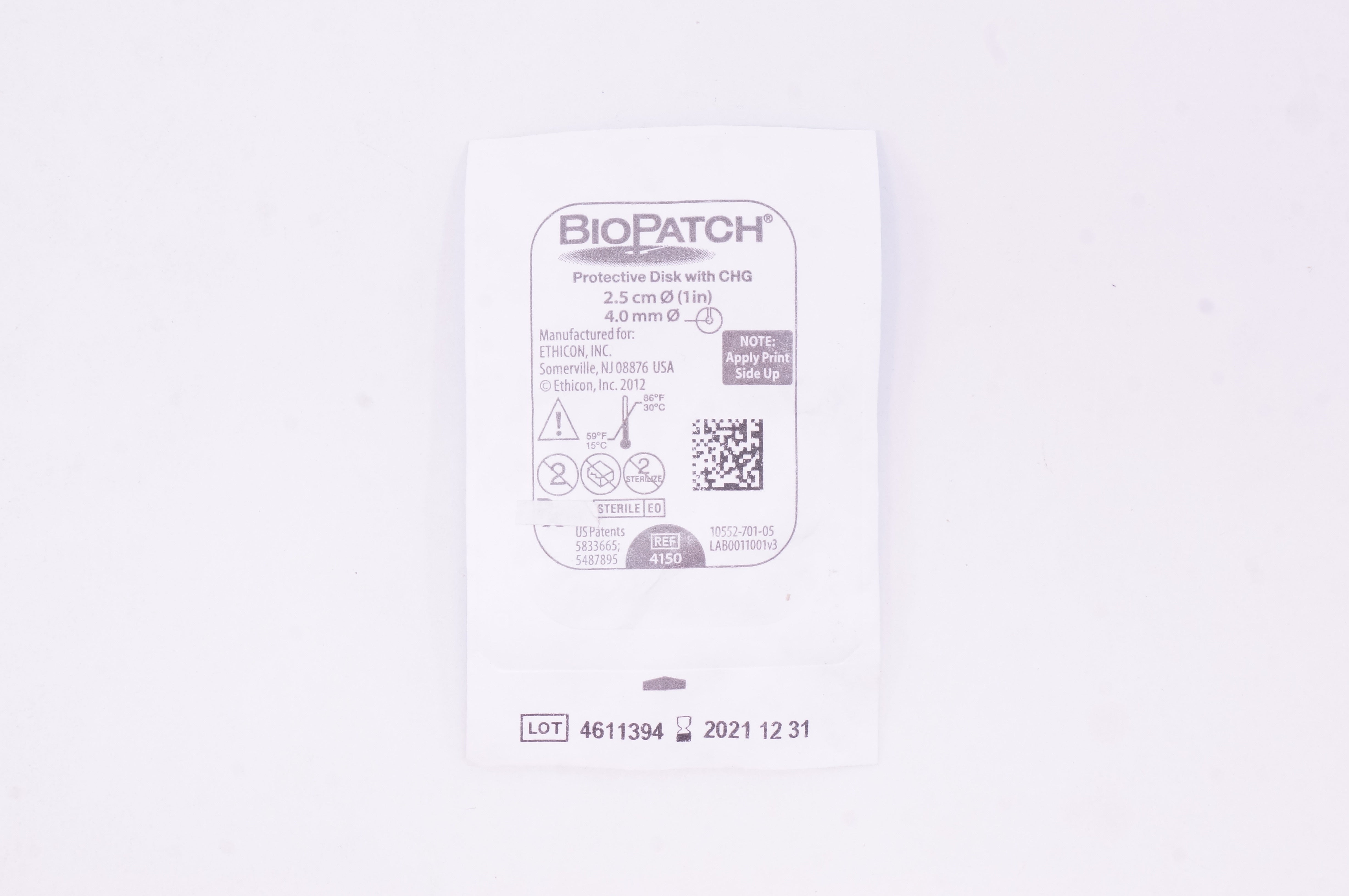 Ethicon 4150 BioPatch Protective Disk with CHG 1in. x 4.0mm