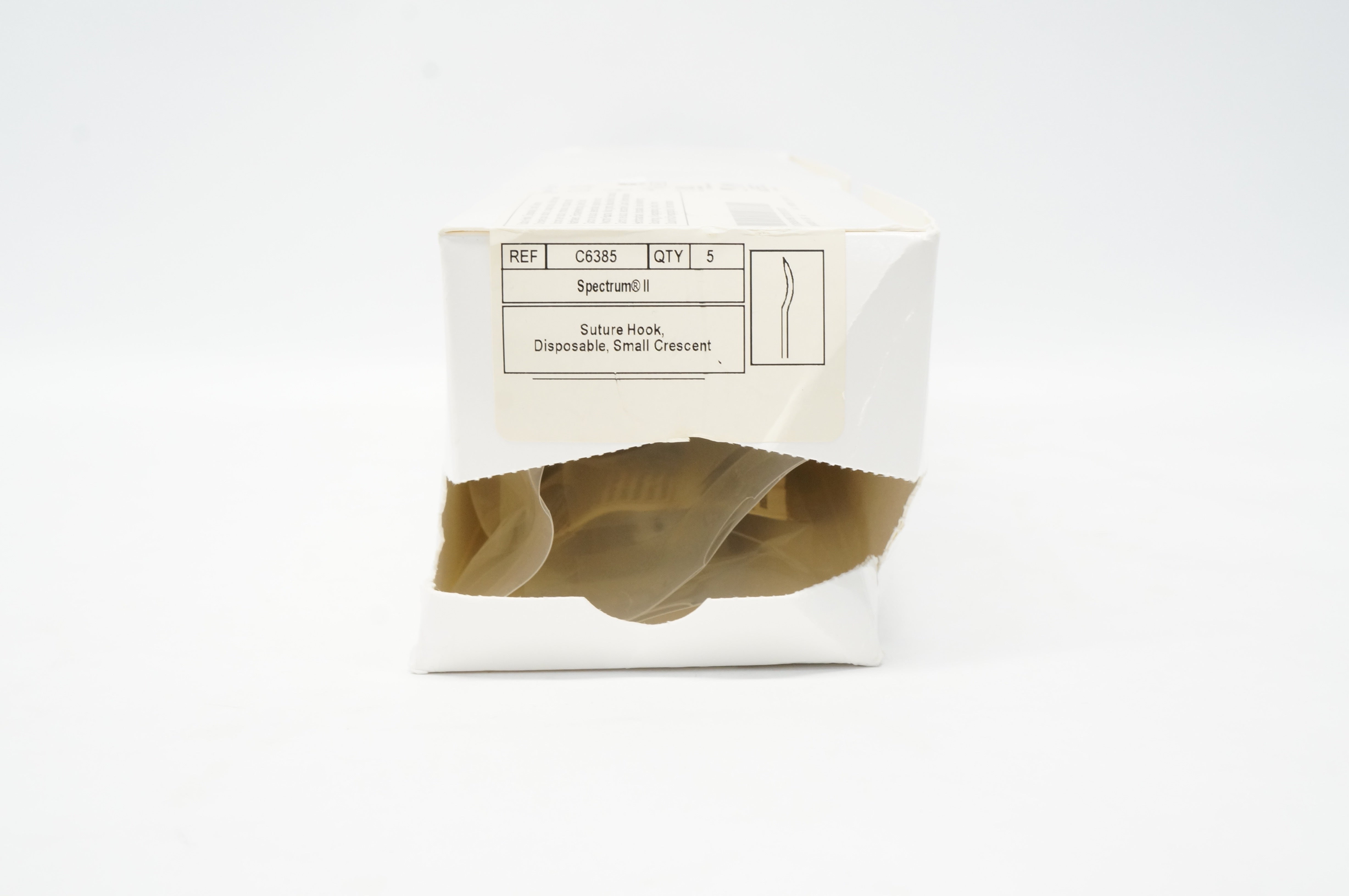 ConMed C6385 Spectrum II Stre. Hook, Disposable, Small, Crescent (x) - Box of 5